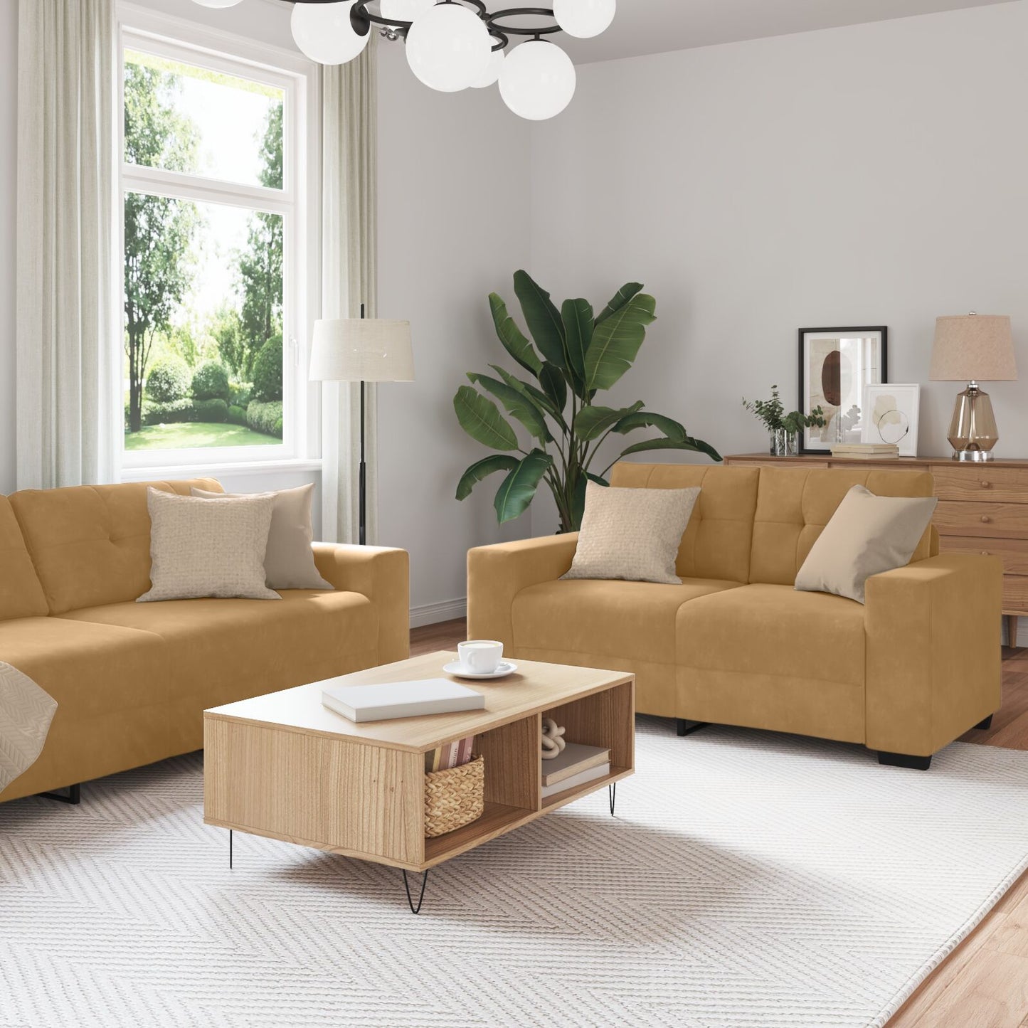 vidaXL 2-teiliger Sofa-Set mit Kissen aus braunem Samt