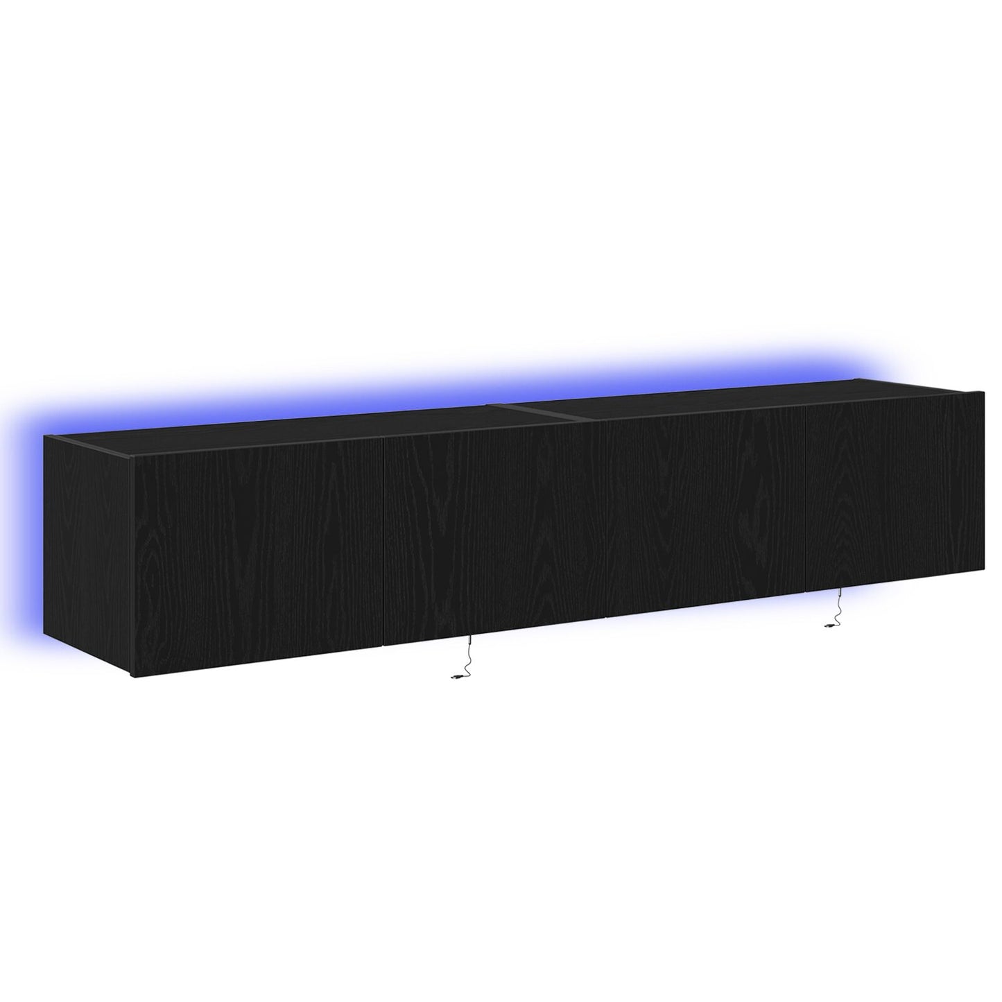 vidaXL TV Wandtische mit LED-Lichtern 2 Stück Schwarz Eiche 80x35x31 cm
