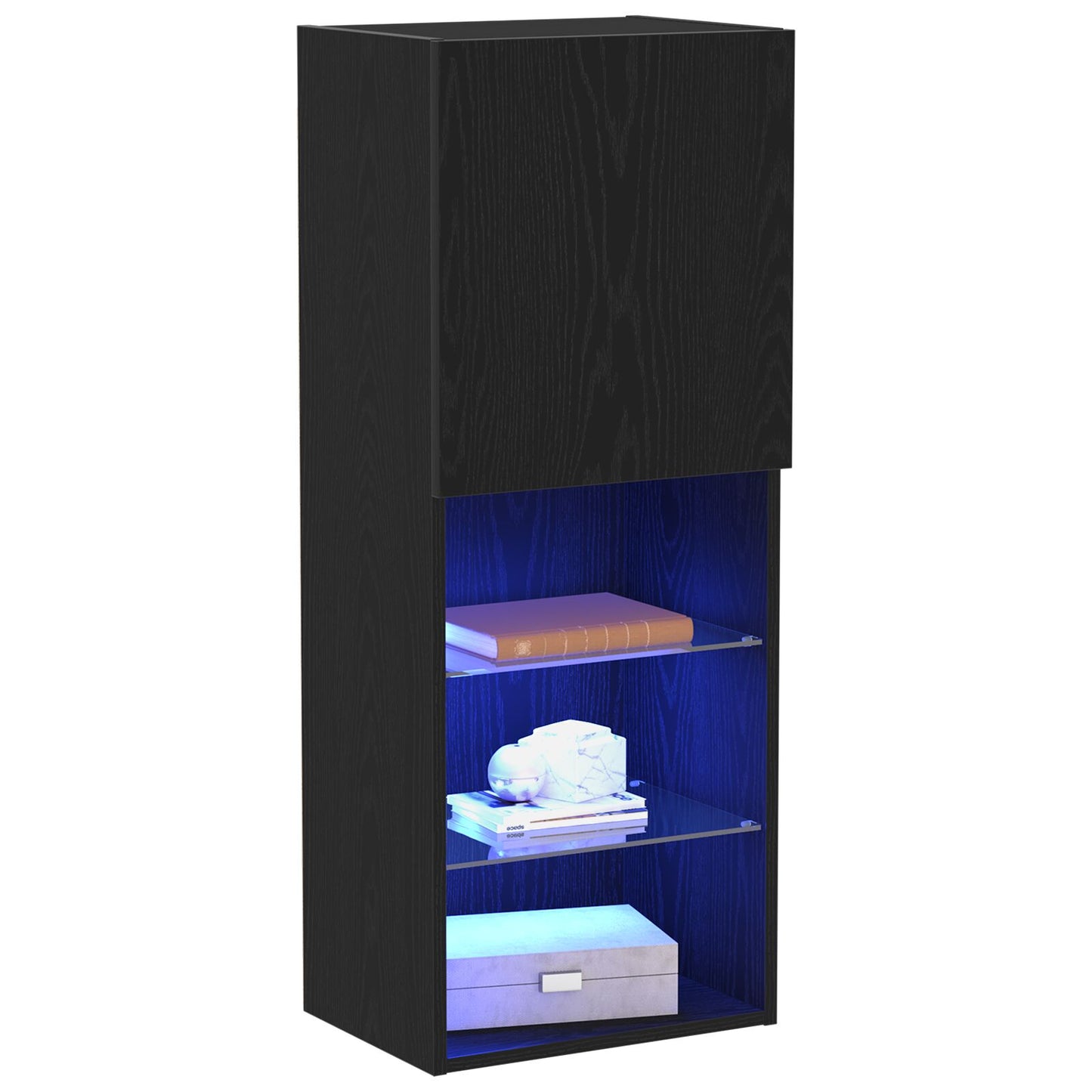 vidaXL TV-Schrank mit LED-Leuchten Schwarz Eiche 40,5x30x102 cm
