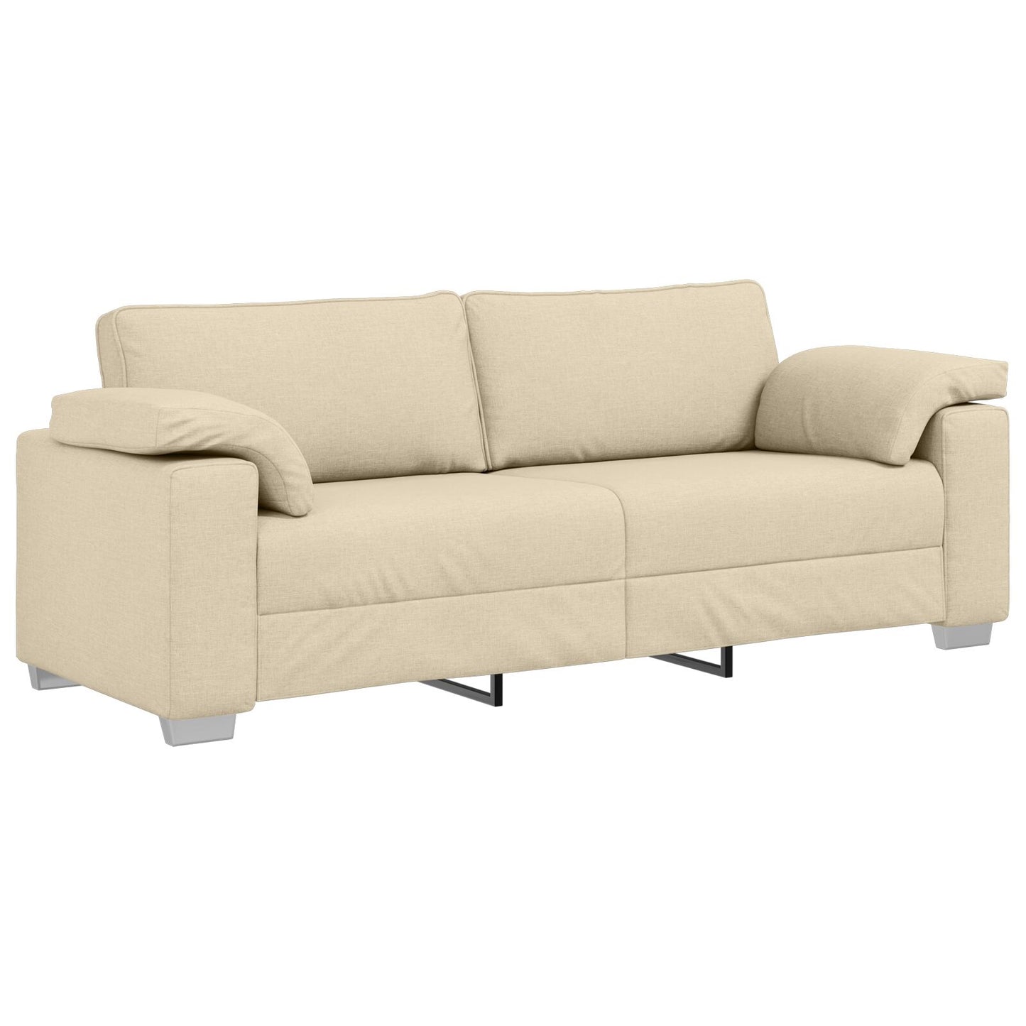 vidaXL 2-teiliges Sofa Set mit Kissen in cremefarbener Stoff
