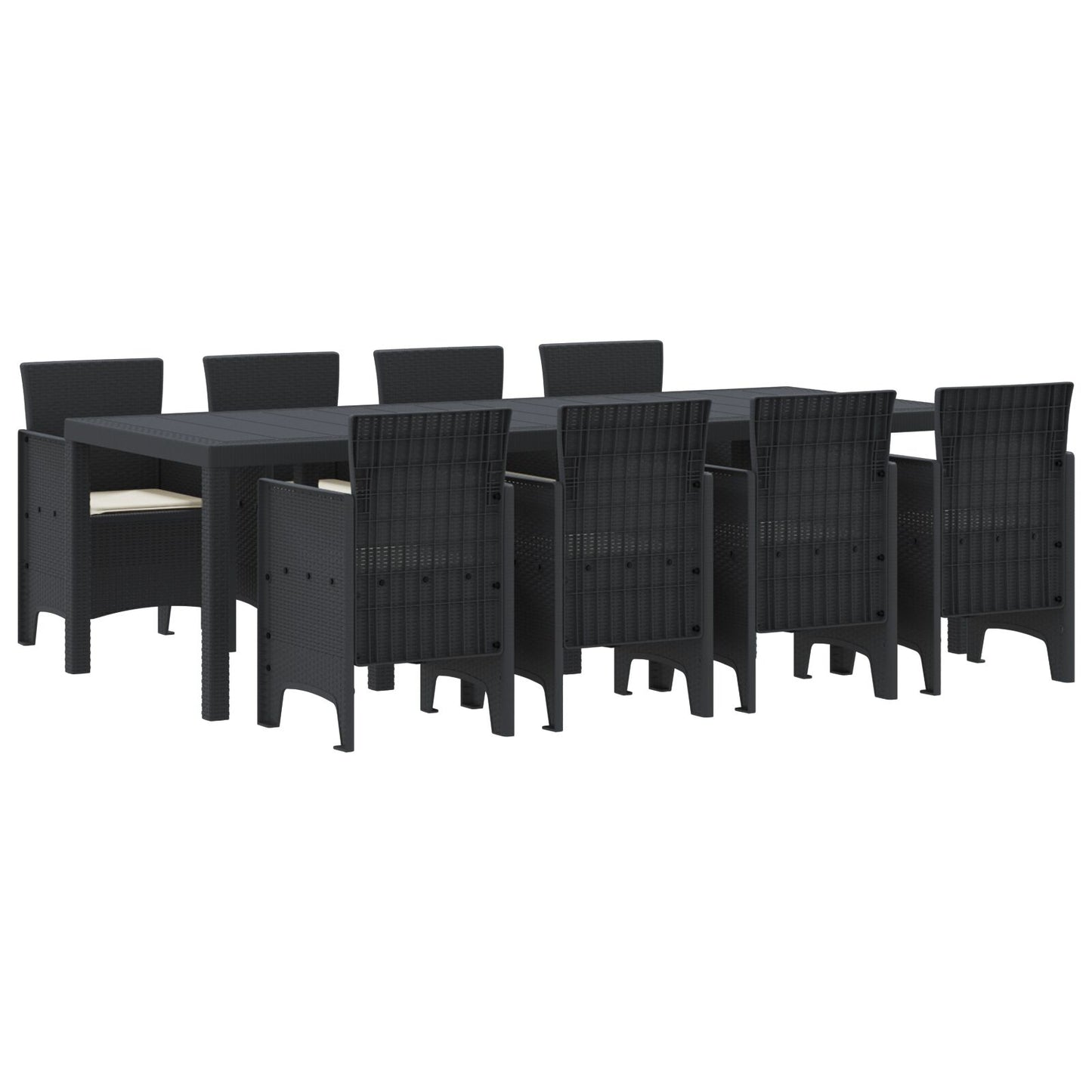 vidaXL 9-teilige Garten Essgruppe mit Kissen Anthrazit Poly-Rattan