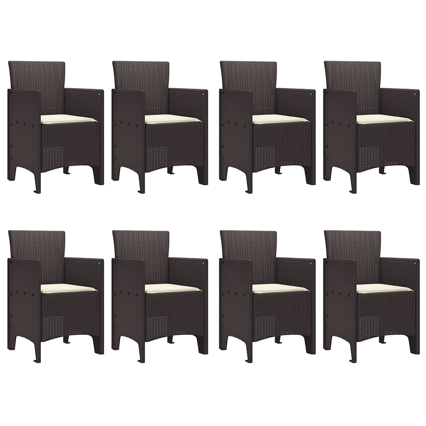 vidaXL 9-teiliges Garten-Esszimmer-Set mit Kissen Braun Poly-Rattan