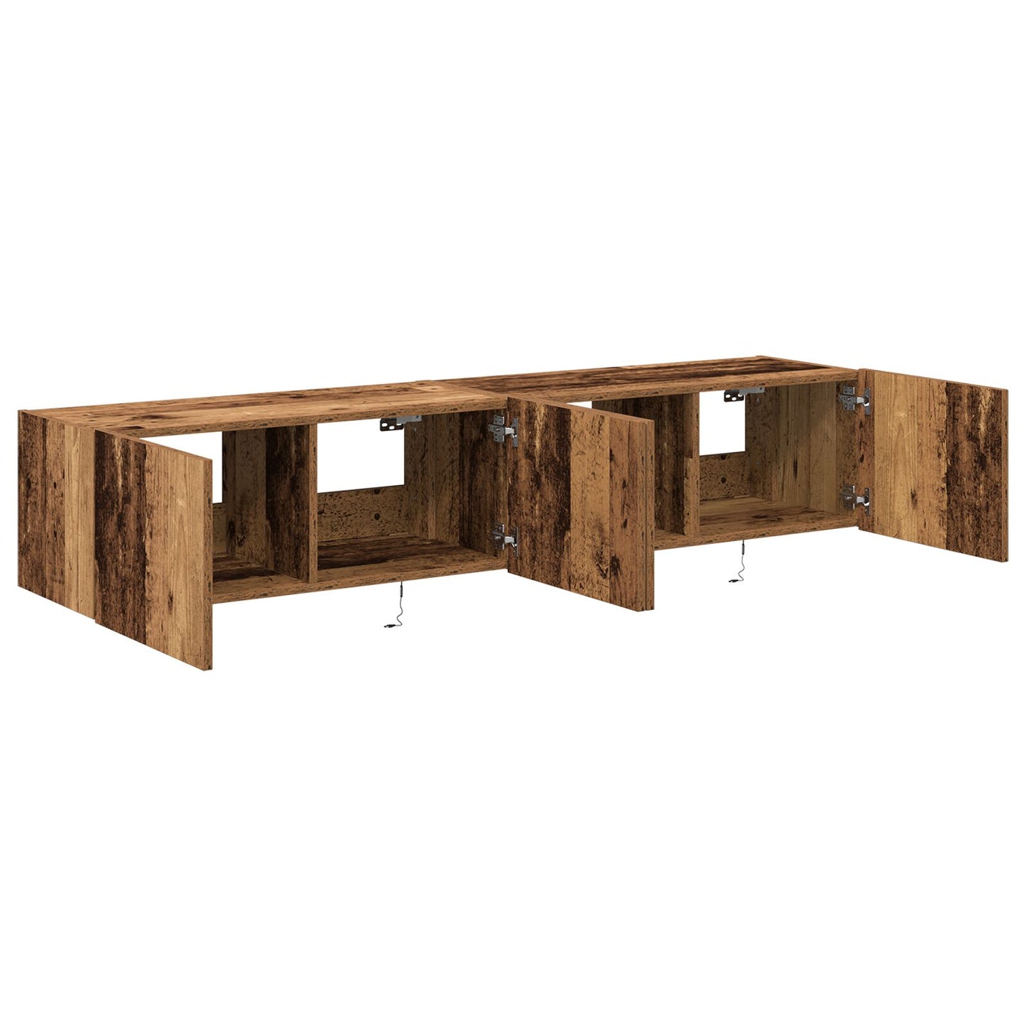 vidaXL TV-Wandmöbel mit LED-Lichtern 2 Stück Altes Holz 80x35x31 cm