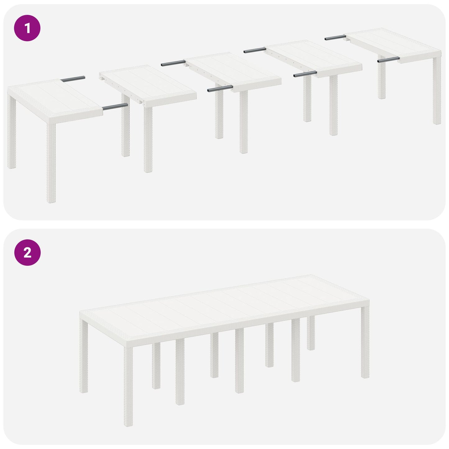 vidaXL Garten-Esszimmer-Set 9-teilig Weiß PE-Rattan Ergonomisch