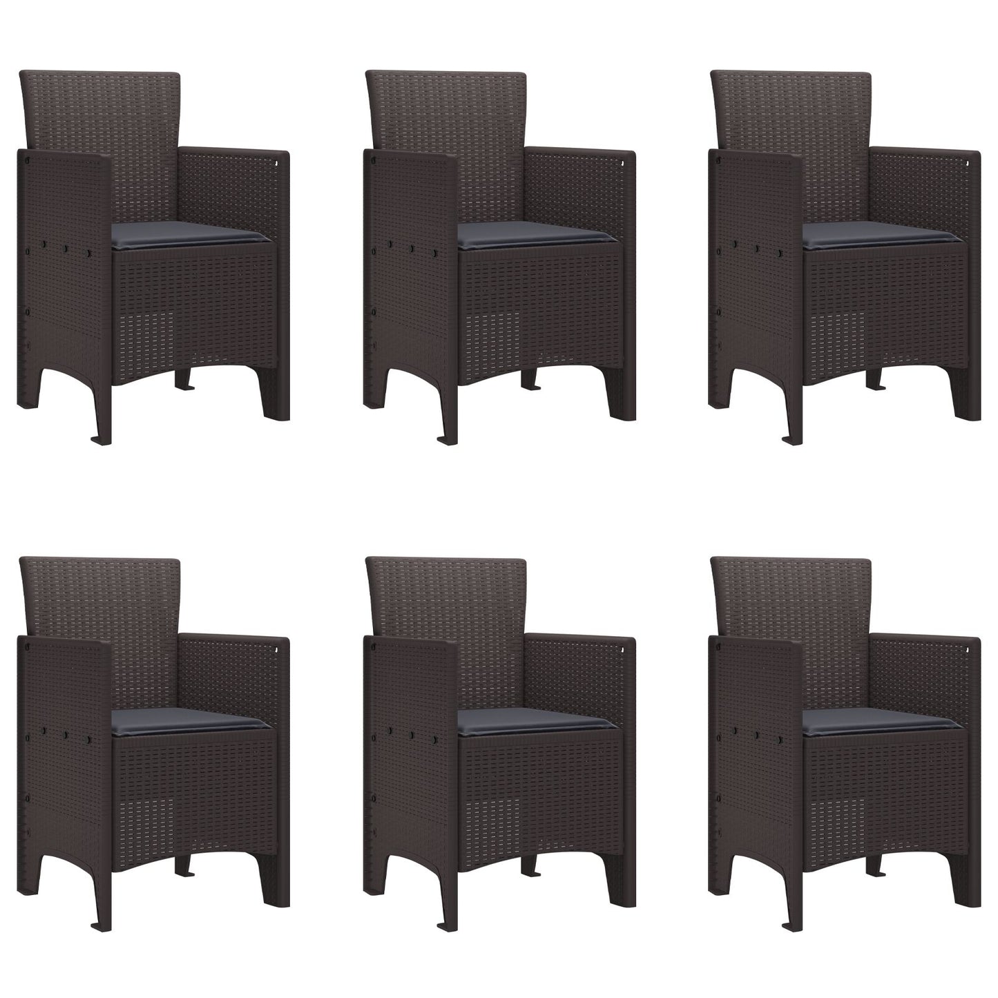 vidaXL 7-teiliges Garten-Essset mit Kissen Dunkelbraun Poly Rattan