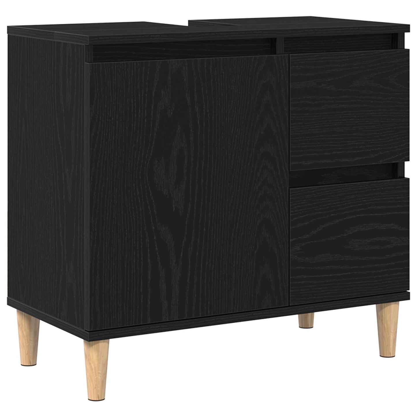 vidaXL Waschbeckenunterschrank Schwarz Eiche 65x33x60 cm Holzwerkstoff