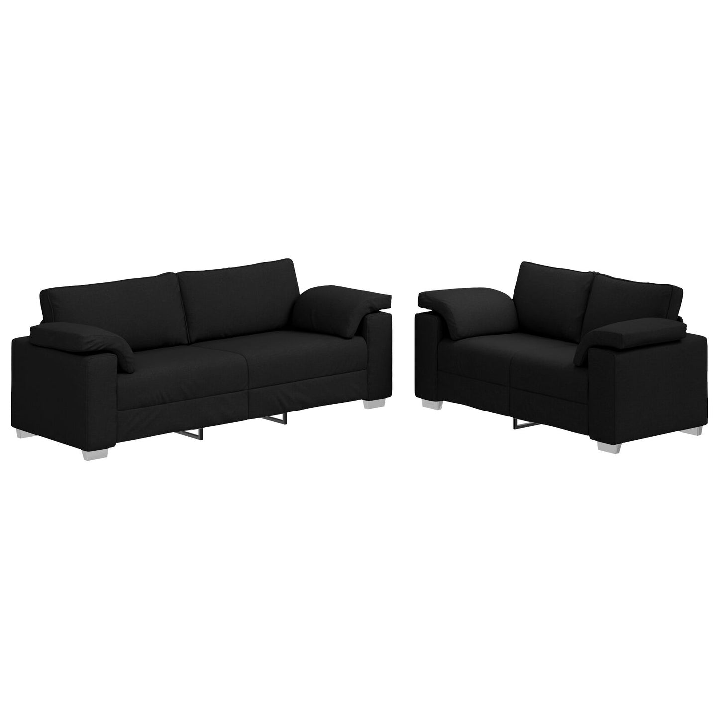 vidaXL 2-teiliges Sofaset mit Kissen schwarzer Stoff