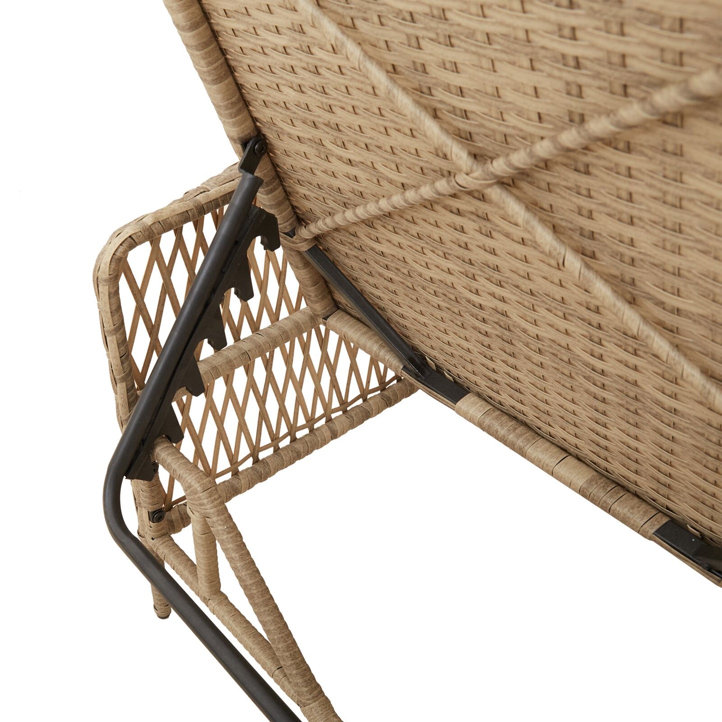 vidaXL Sonnenliegen-Set Set von 3 Beige und Cremeweiß PE Rattan, Metall