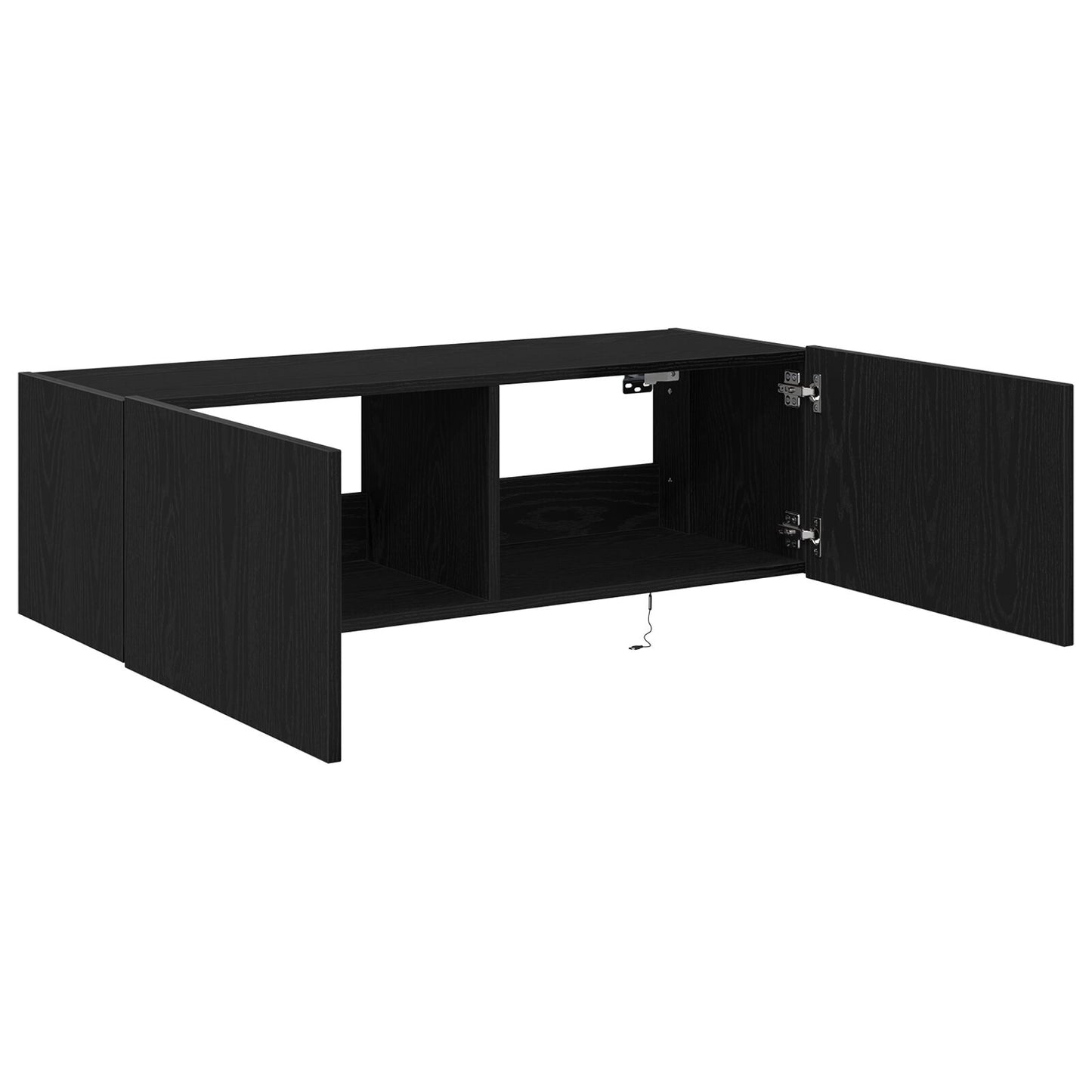 vidaXL TV-Wandregal mit LED-Lichtern Schwarz Eiche 100x35x31 cm
