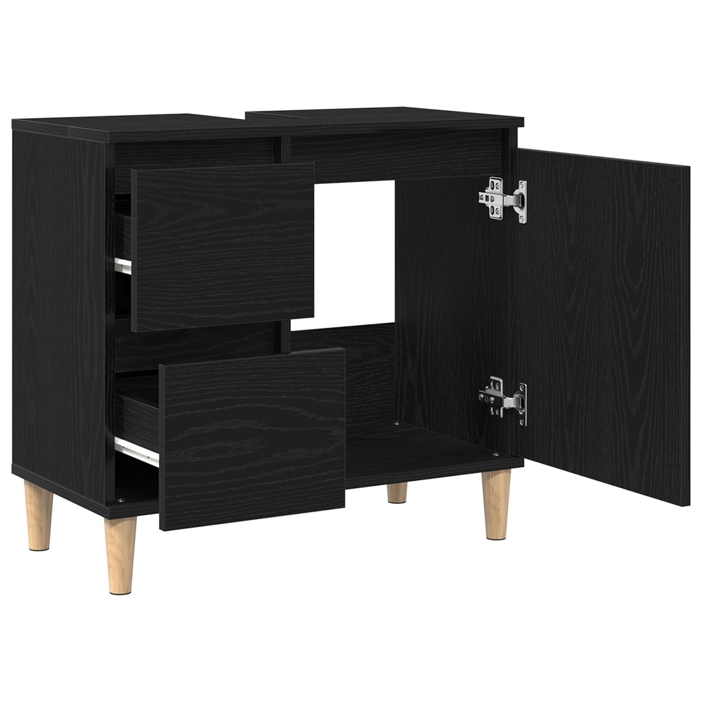 vidaXL Waschbeckenunterschrank Schwarz Eiche 65x33x60 cm Holzwerkstoff