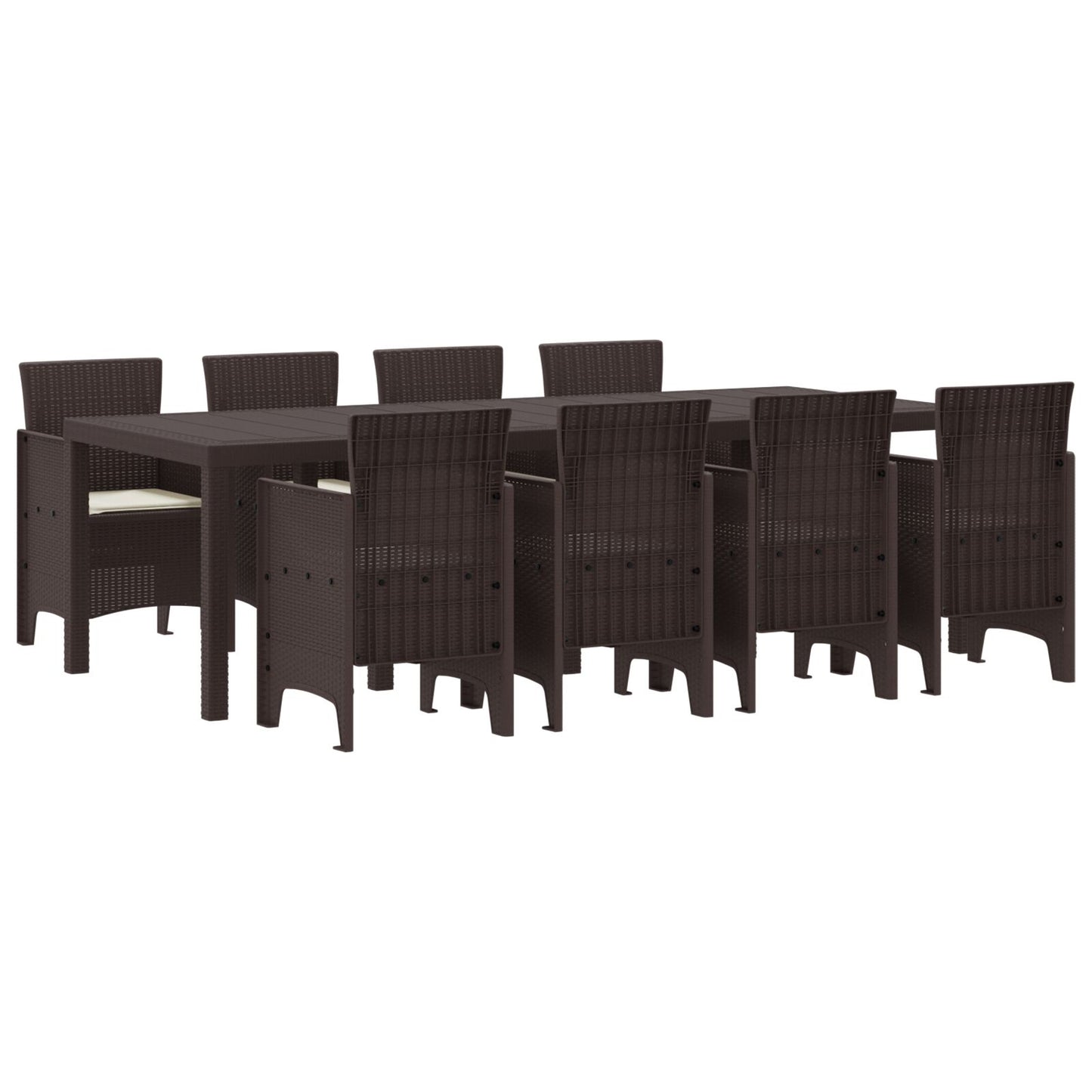 vidaXL 9-teiliges Garten-Esszimmer-Set mit Kissen Braun Poly-Rattan