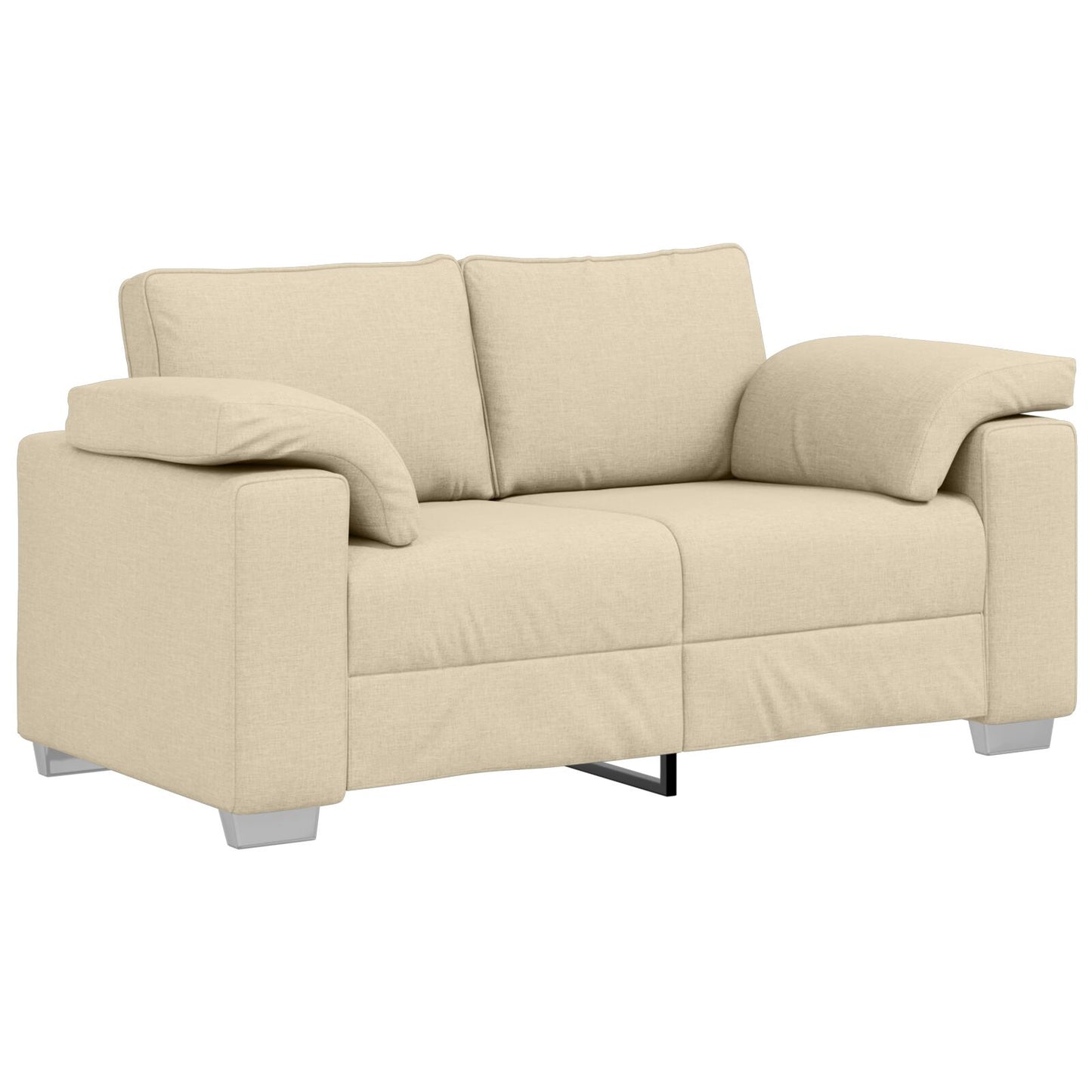 vidaXL 2-teiliges Sofa Set mit Kissen in cremefarbener Stoff