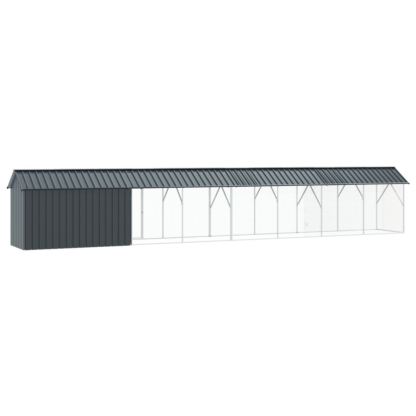 vidaXL Vogelvoliere mit Erweiterung Anthrazit 112x838x141 cm Stahl