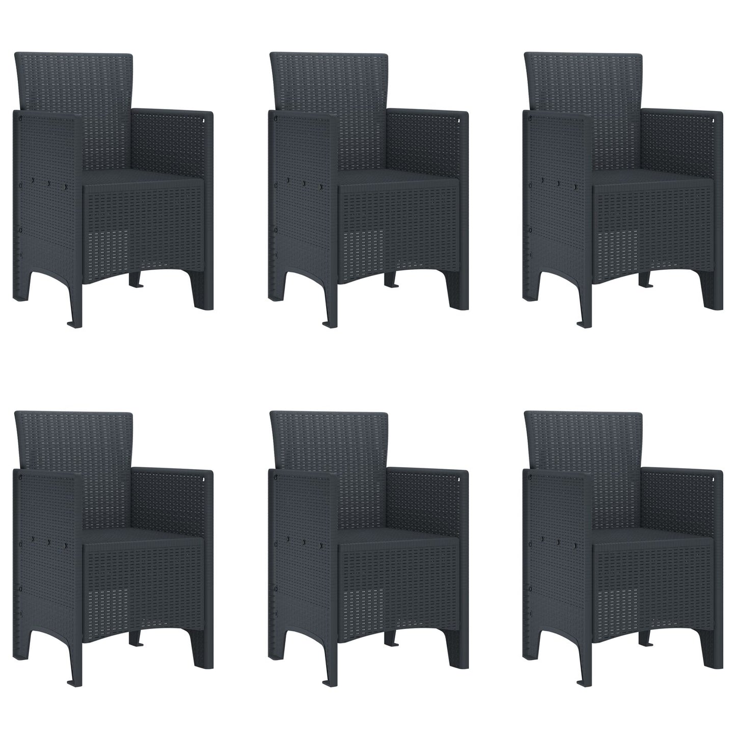 vidaXL 7-teiliges Garten Essgruppen Set Anthrazit Poly Rattan