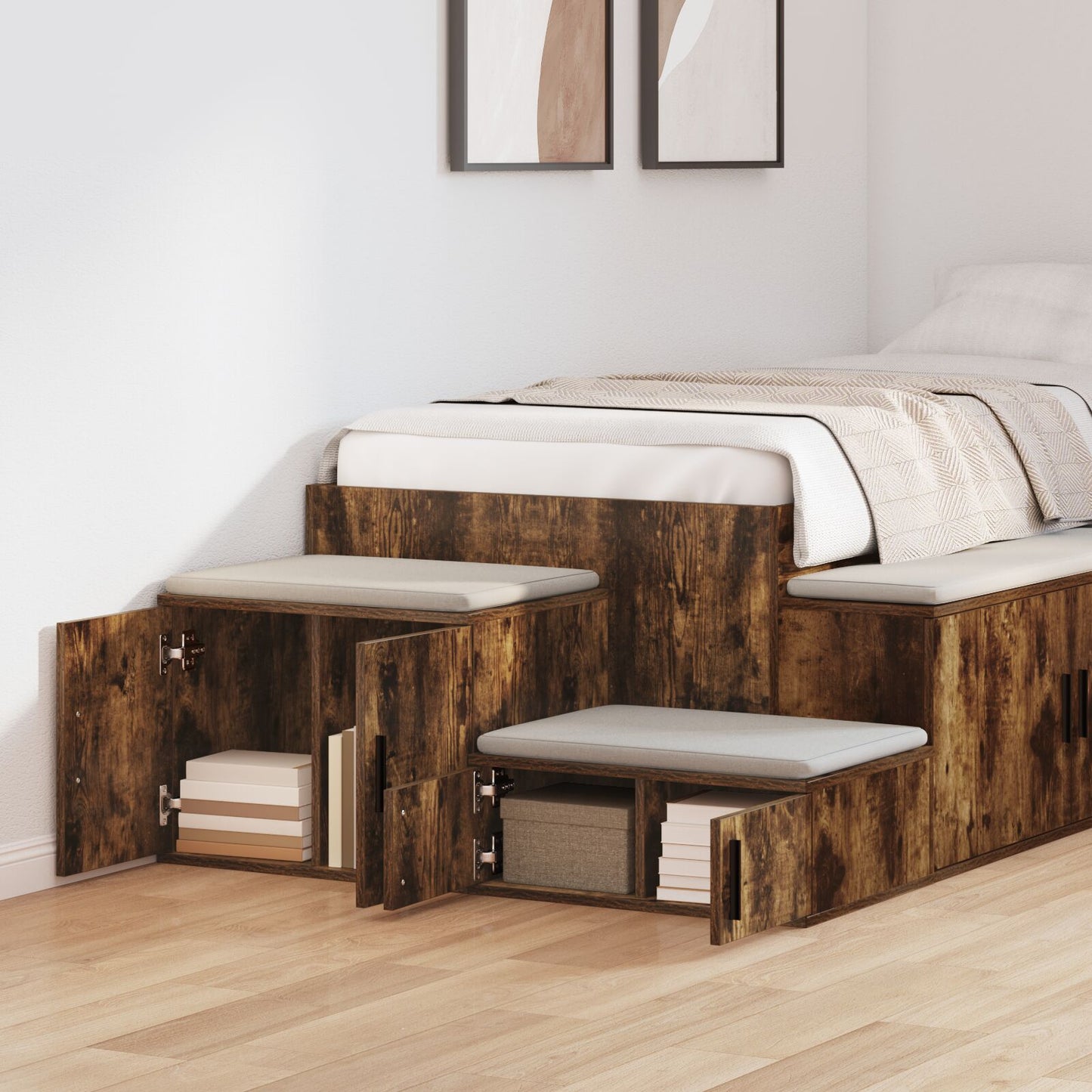 vidaXL Aufbewahrungsschrank Rauches Eiche 127x41x40 cm Holzwerkstoff