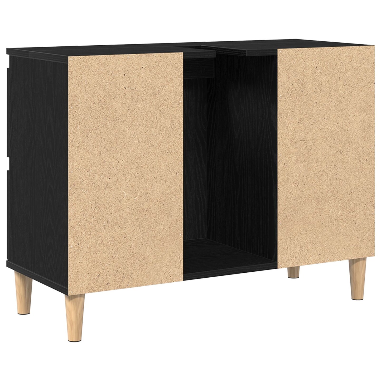 vidaXL Waschbeckenunterschrank Schwarz Eiche 80x33x60 cm Holzwerkstoff