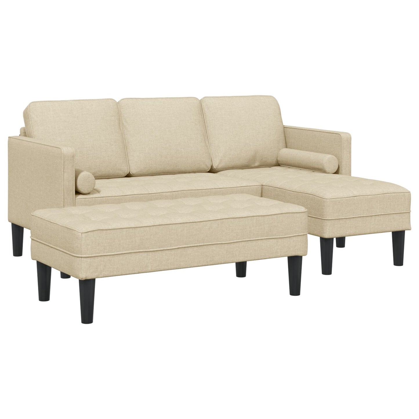 vidaXL 2-teiliges Sofa Set mit Kissen in Creme Stoff