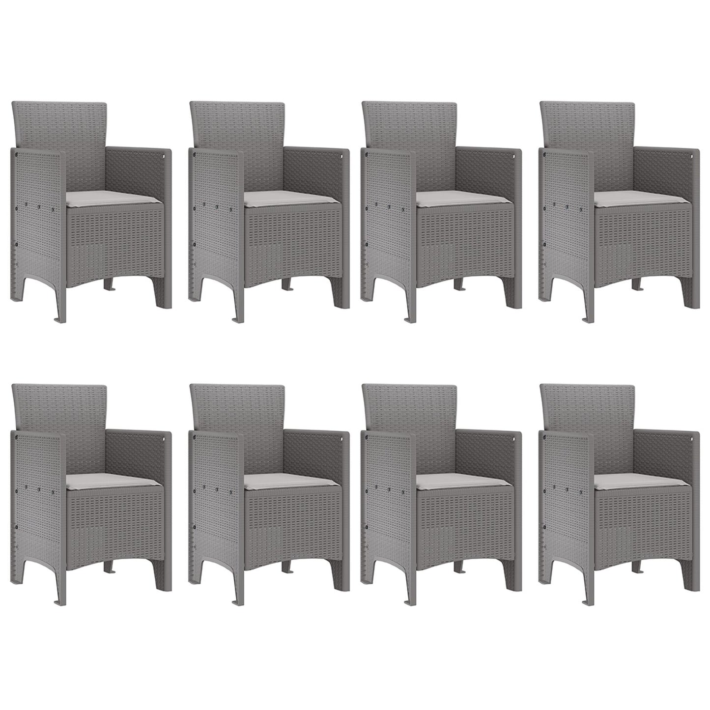 vidaXL 9-teiliges Garten-Ess-Set mit Kissen Weiß Poly Rattan
