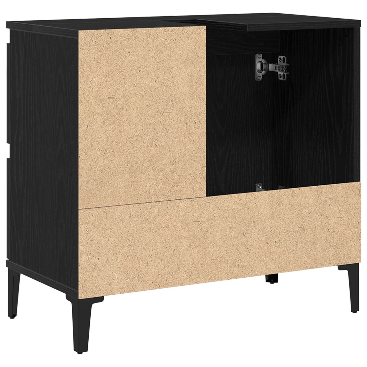 vidaXL Waschschrank Schwarz Eiche 65x33x60 cm Holzwerkstoff