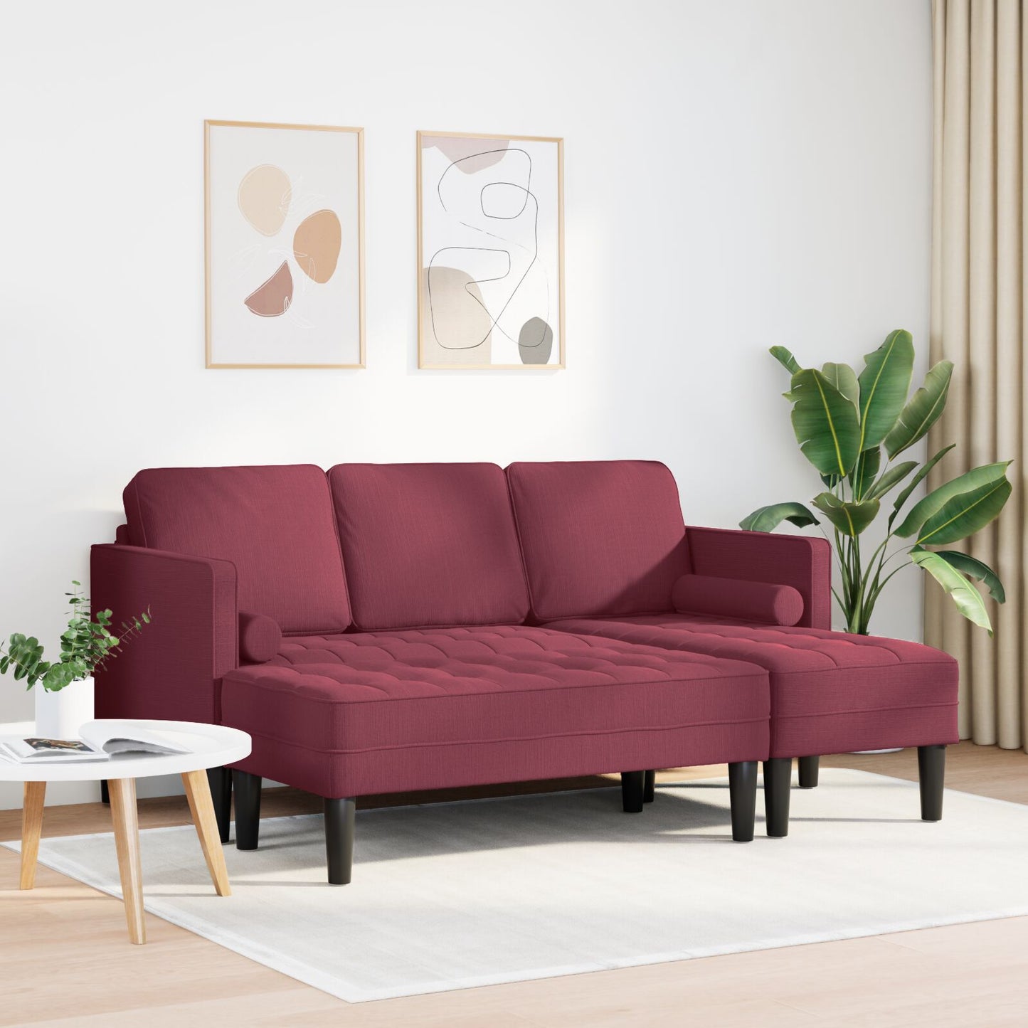 vidaXL 2-teiliges Sofa Set mit Kissen in burgunderrot