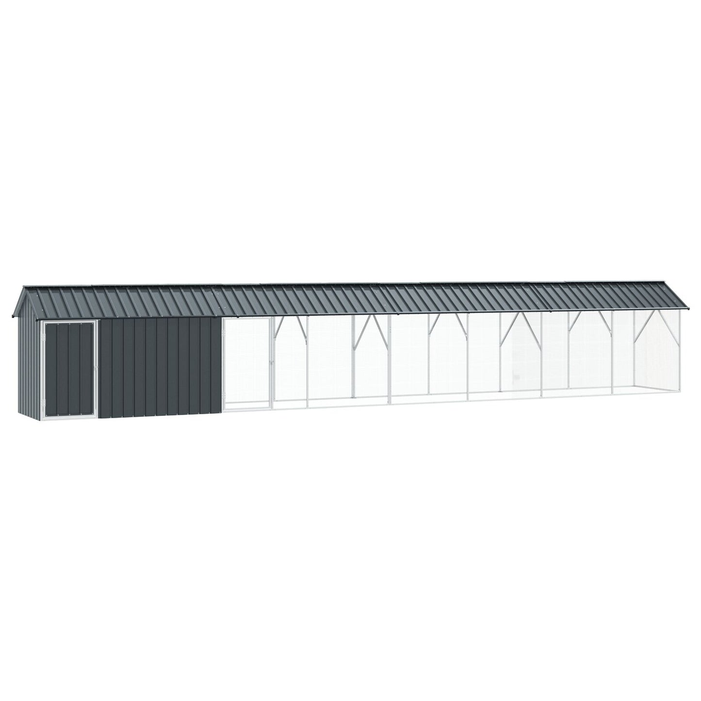 vidaXL Vogelvoliere mit Erweiterung Anthrazit 112x838x141 cm Stahl