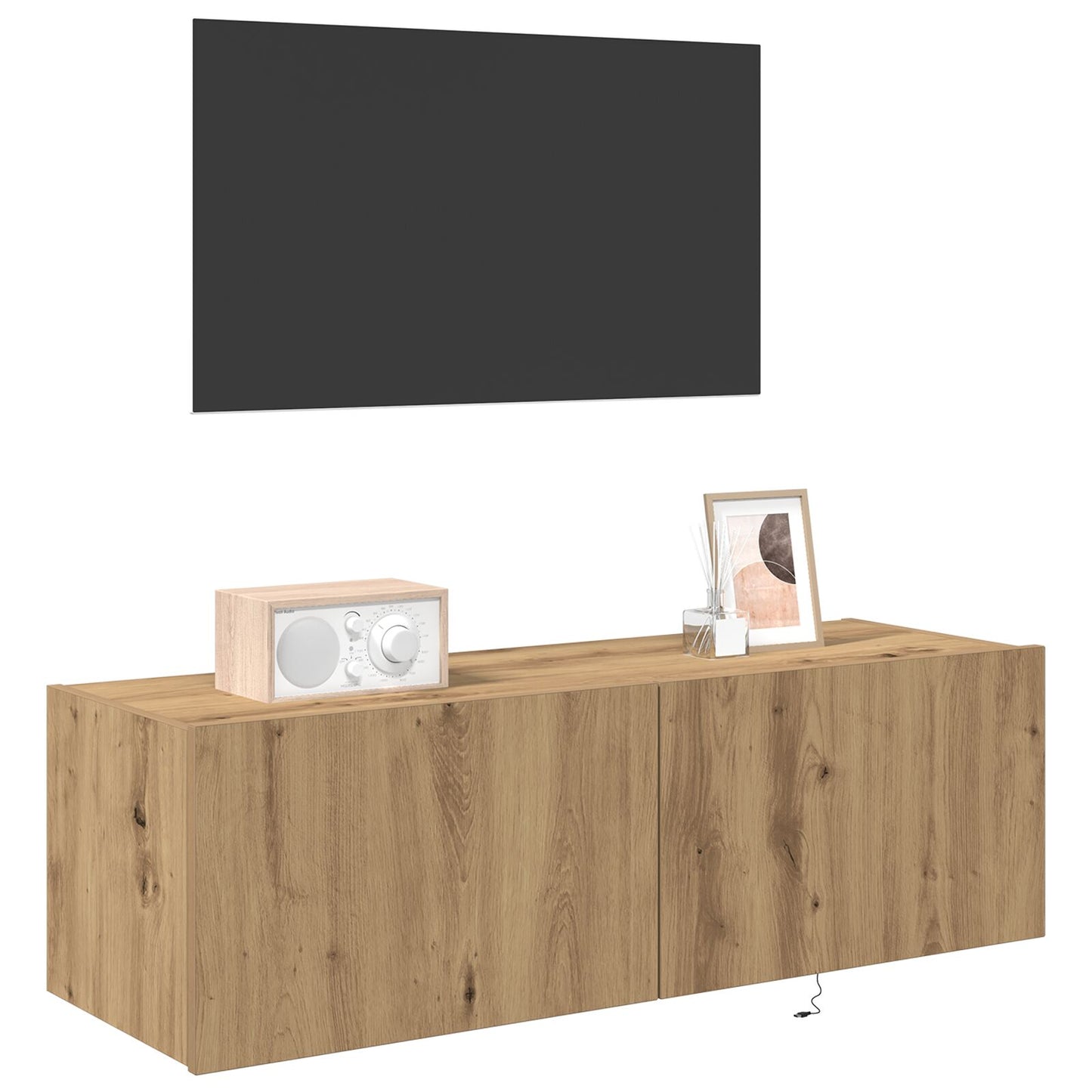 vidaXL TV-Wandregal mit LED-Lichtern Artisan Eiche 100x35x31 cm