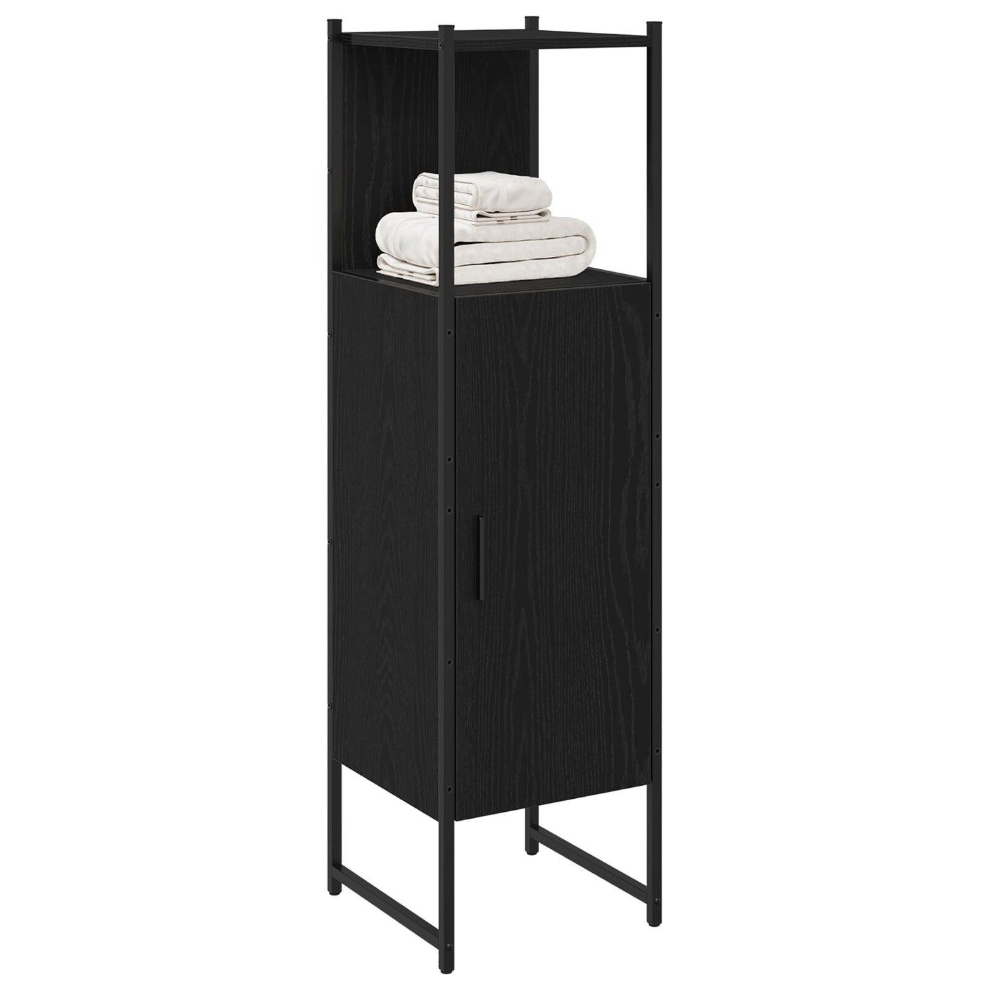 vidaXL Badezimmer Schrank Schwarz Eiche 33x33x120,5 cm Holzwerkstoff