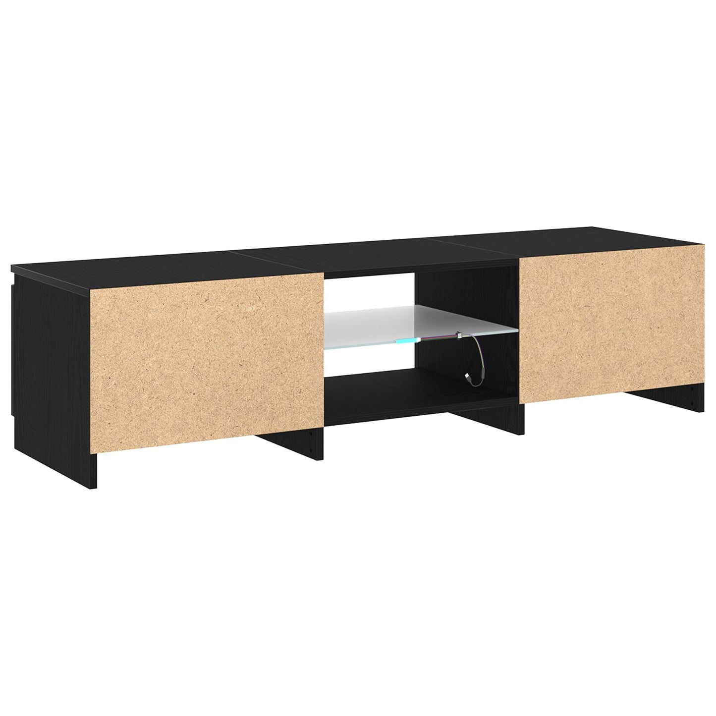 vidaXL TV-Schrank mit LED-Lichtern in Schwarz und Eiche, 140x40x35,5 cm, aus Holzwerkstoff
