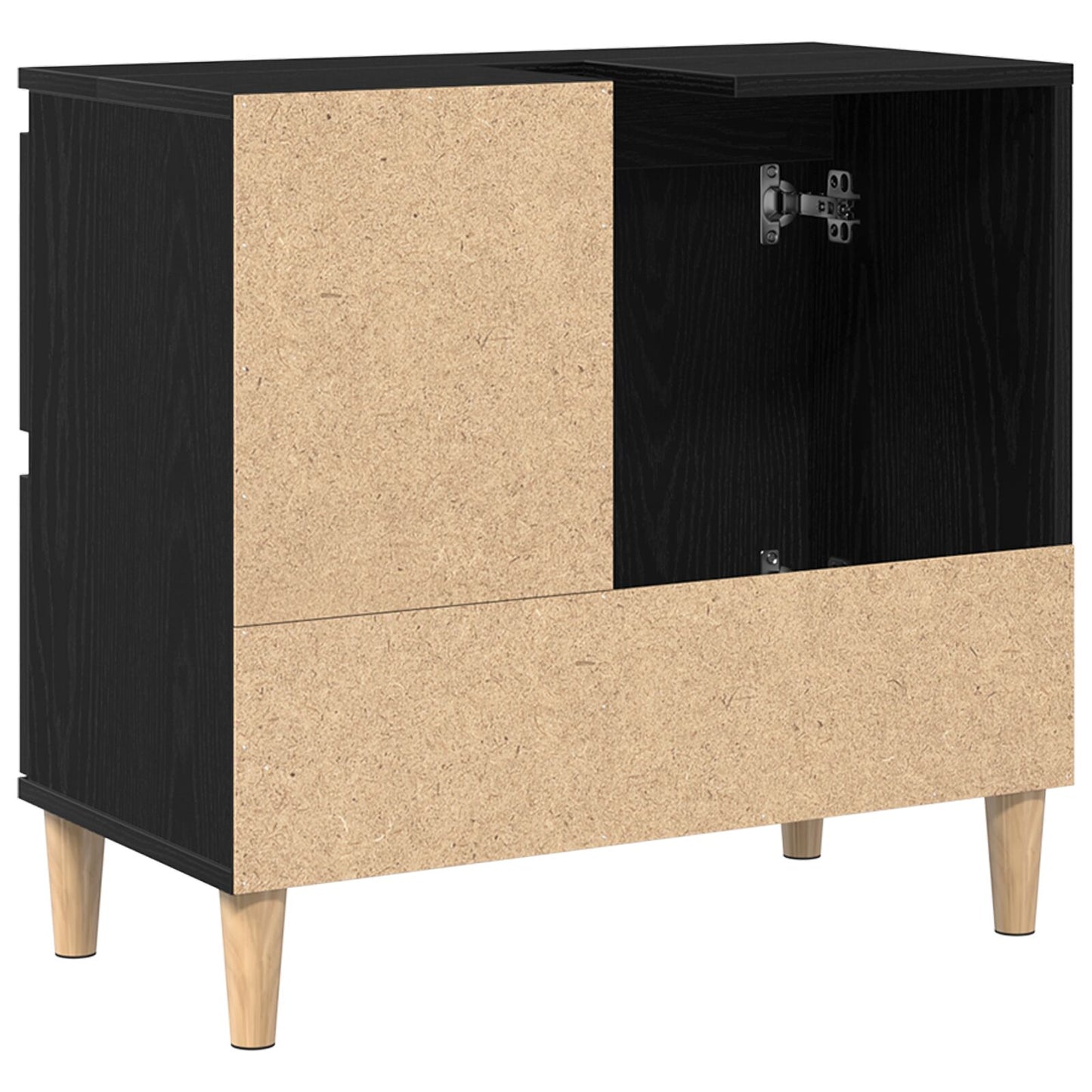 vidaXL Waschbeckenunterschrank Schwarz Eiche 65x33x60 cm Holzwerkstoff