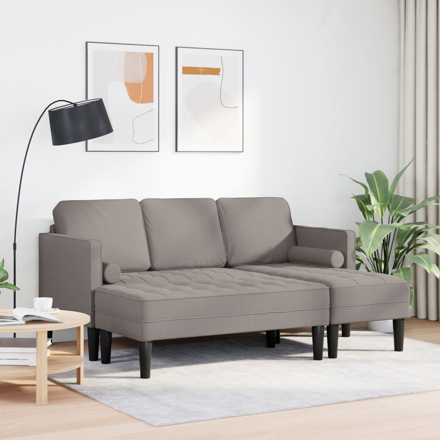 vidaXL 2-teiliges Sofa Set mit Kissen in taupefarbenem Stoff