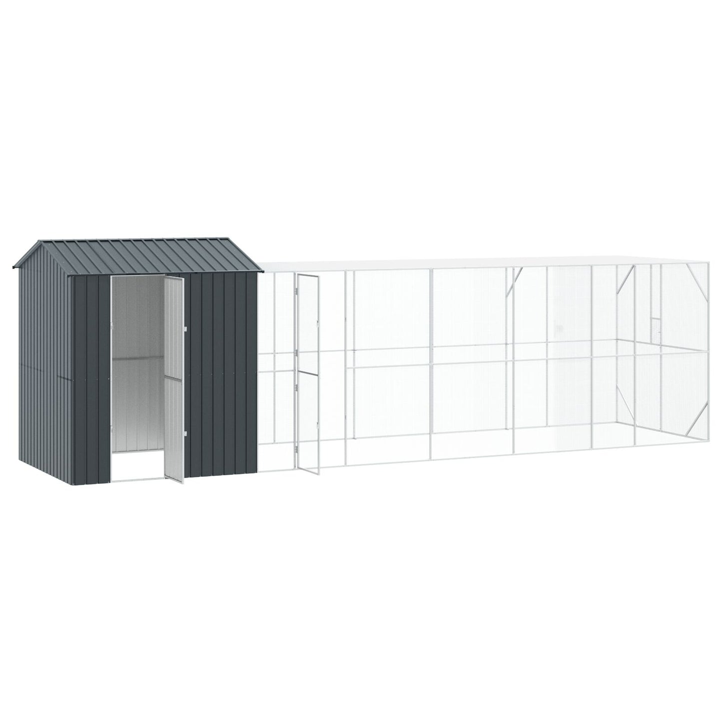 vidaXL Vogelvoliere mit Erweiterung Anthrazit 210x817x247 cm Stahl