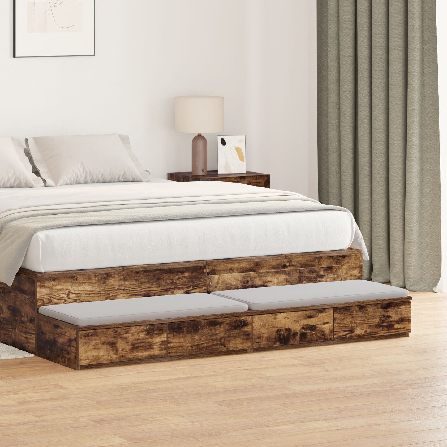 vidaXL Nachttisch Geräucherte Eiche Holzwerkstoff 160 x 36,5 x 16,5 cm