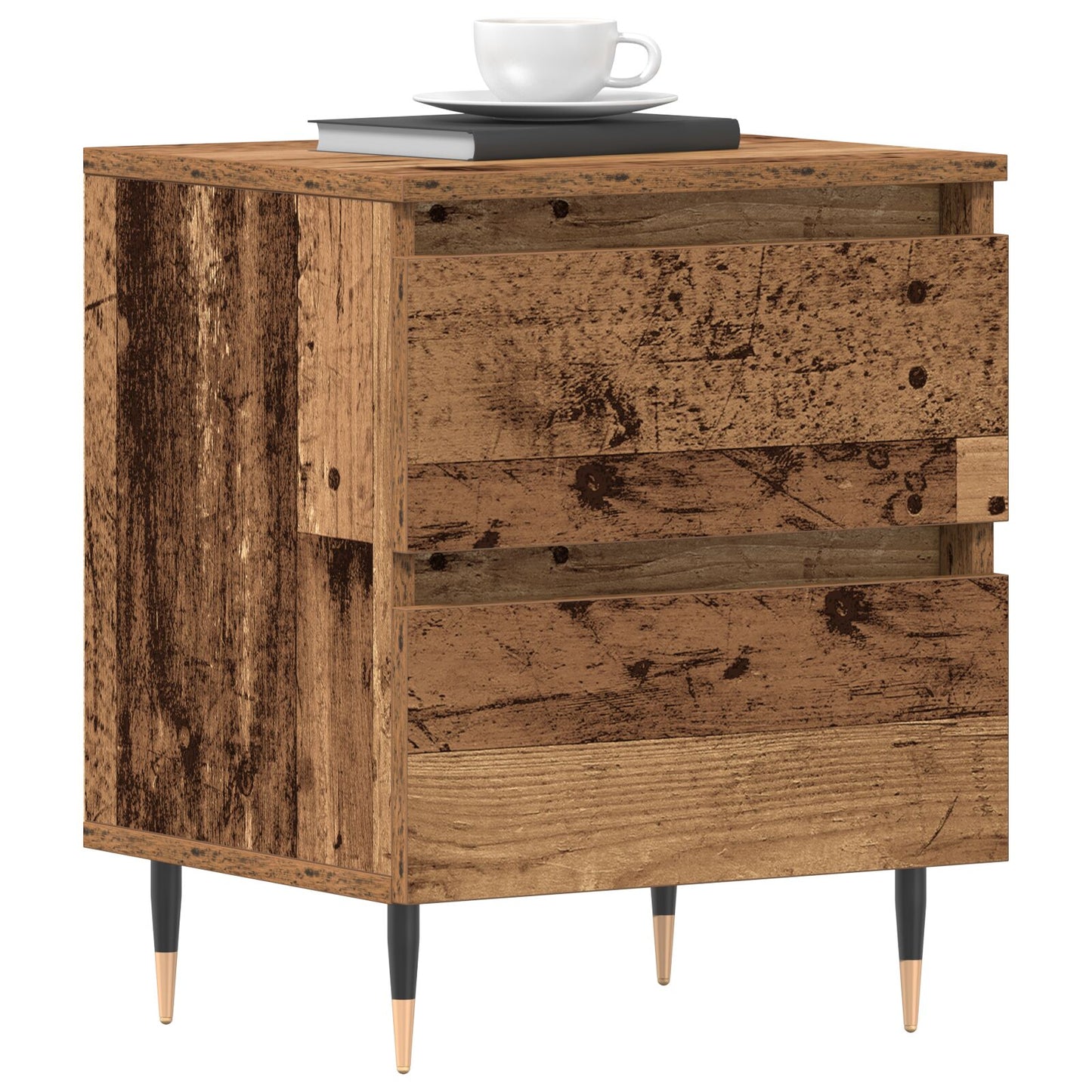 vidaXL Nachttische 2 Stück Alte Holz 40x35x50 cm Konstruktionsholz