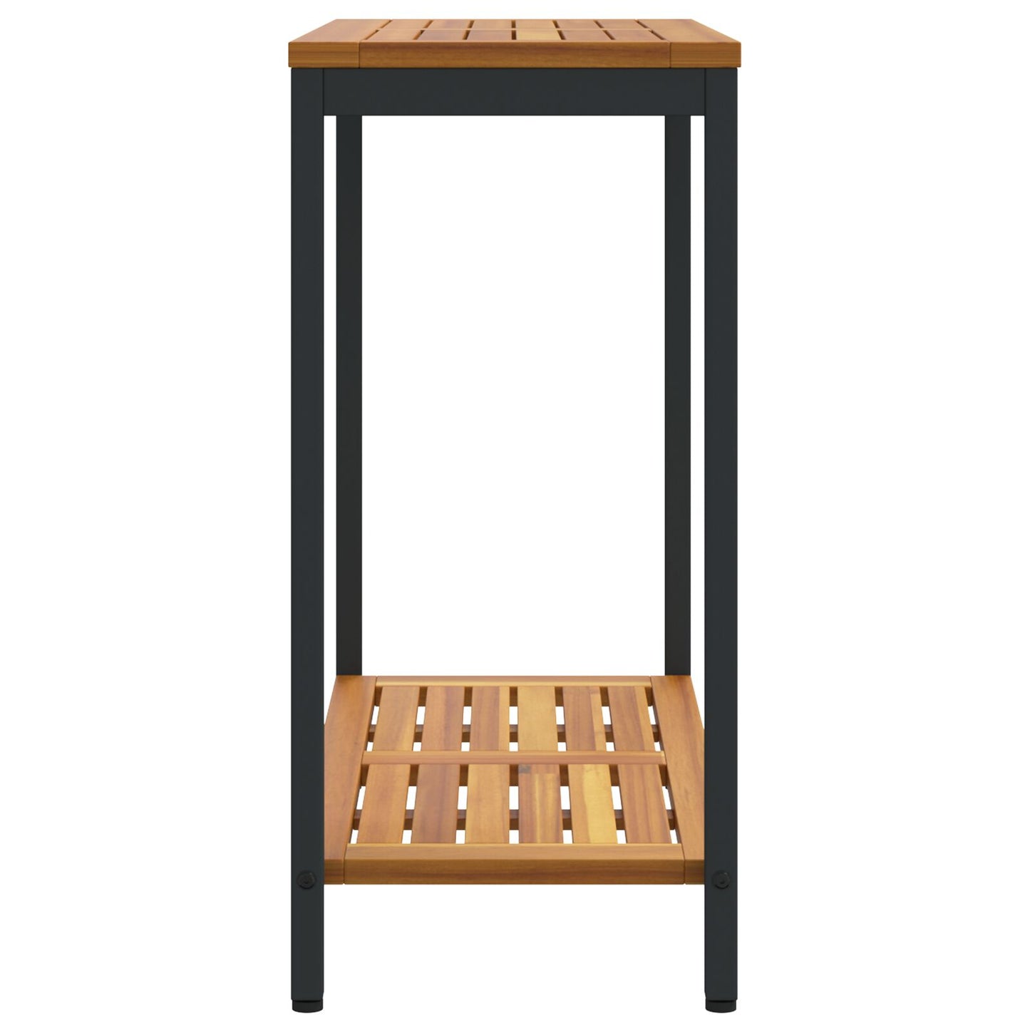 vidaXL Outdoor Tisch Natur & Schwarz 35x80x75 cm Massivholz und Stahl