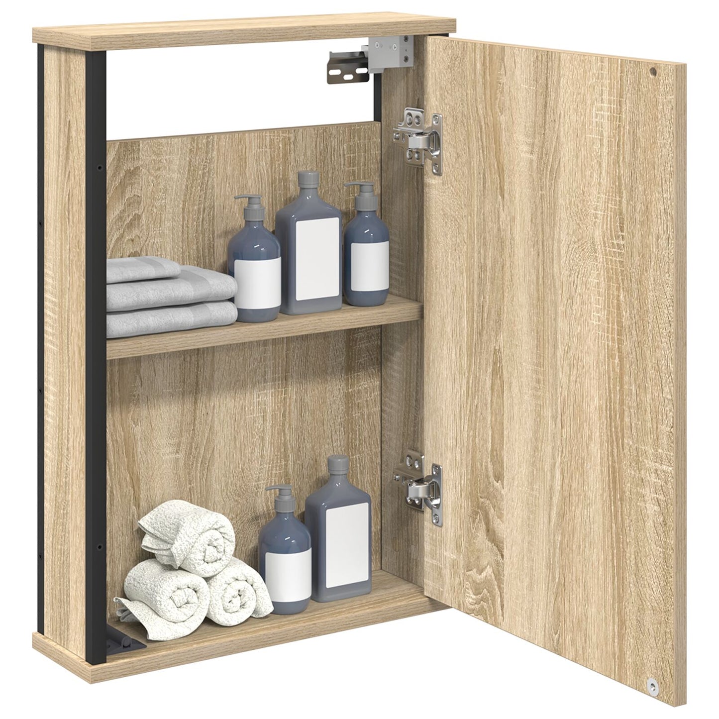 vidaXL Spiegelschrank Natürlich Eiche Spanplatte, Glas, Metall Mittel
