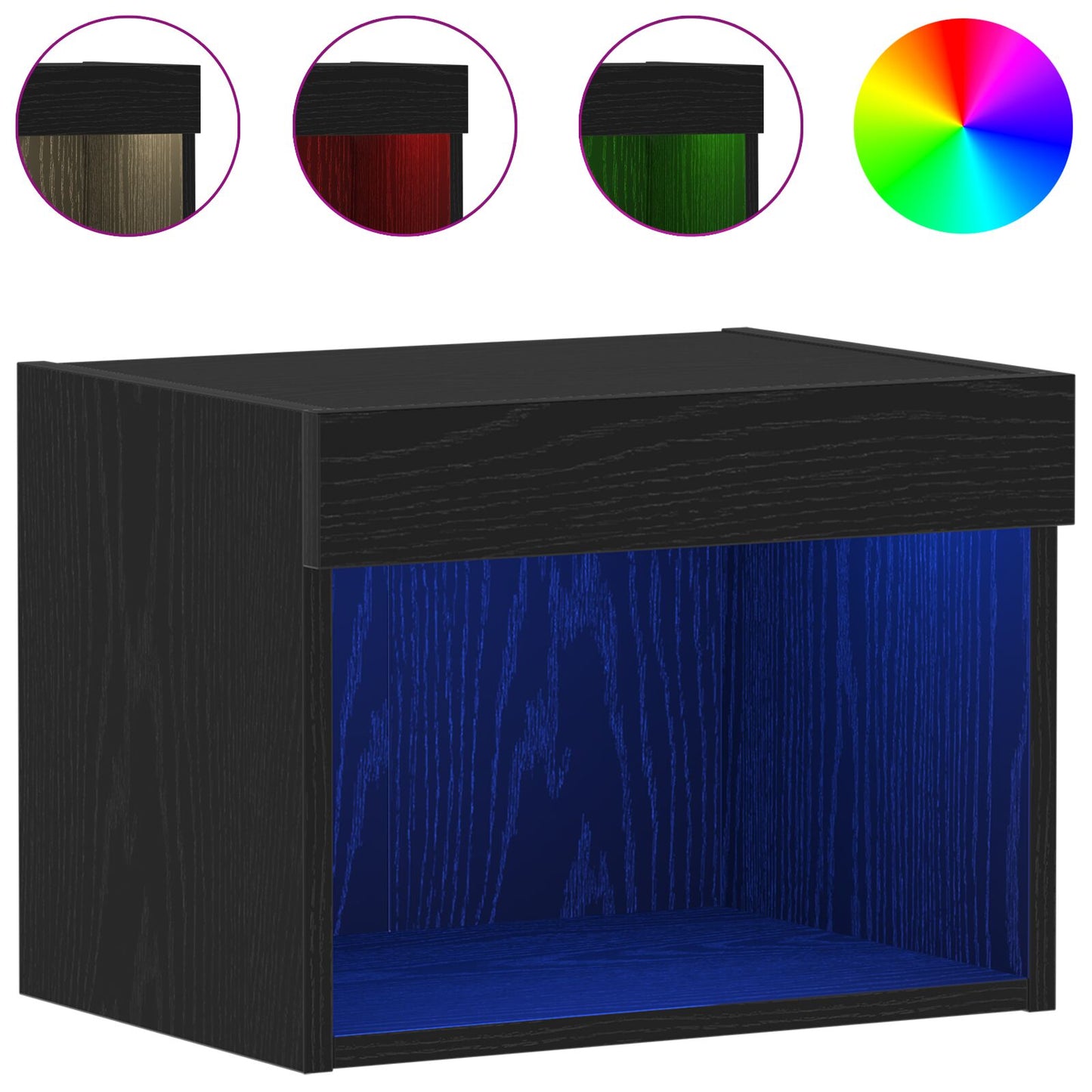 vidaXL Wandregal mit LED-Lichtern Schwarz Eiche 40x30x30 cm