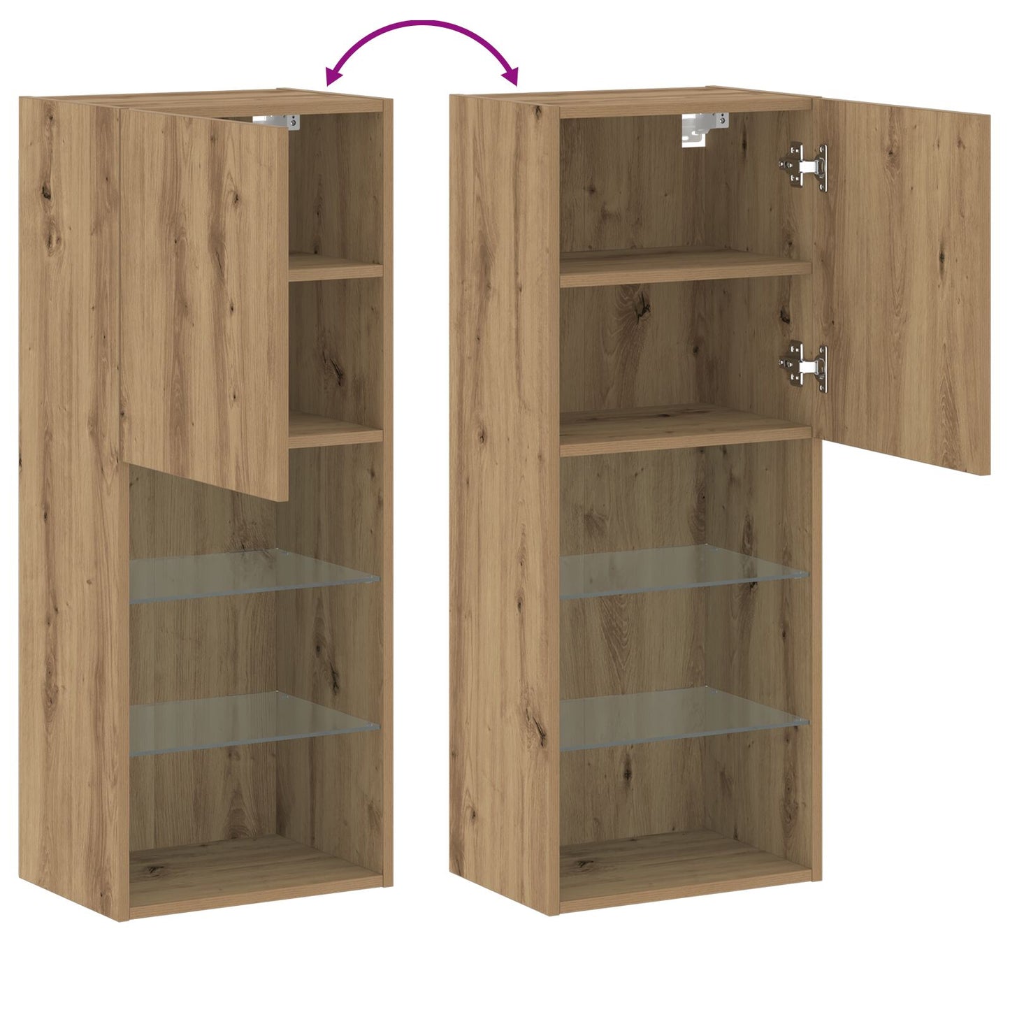vidaXL TV-Schrank mit LED-Lichtern Artisan Eiche 40,5x30x102 cm