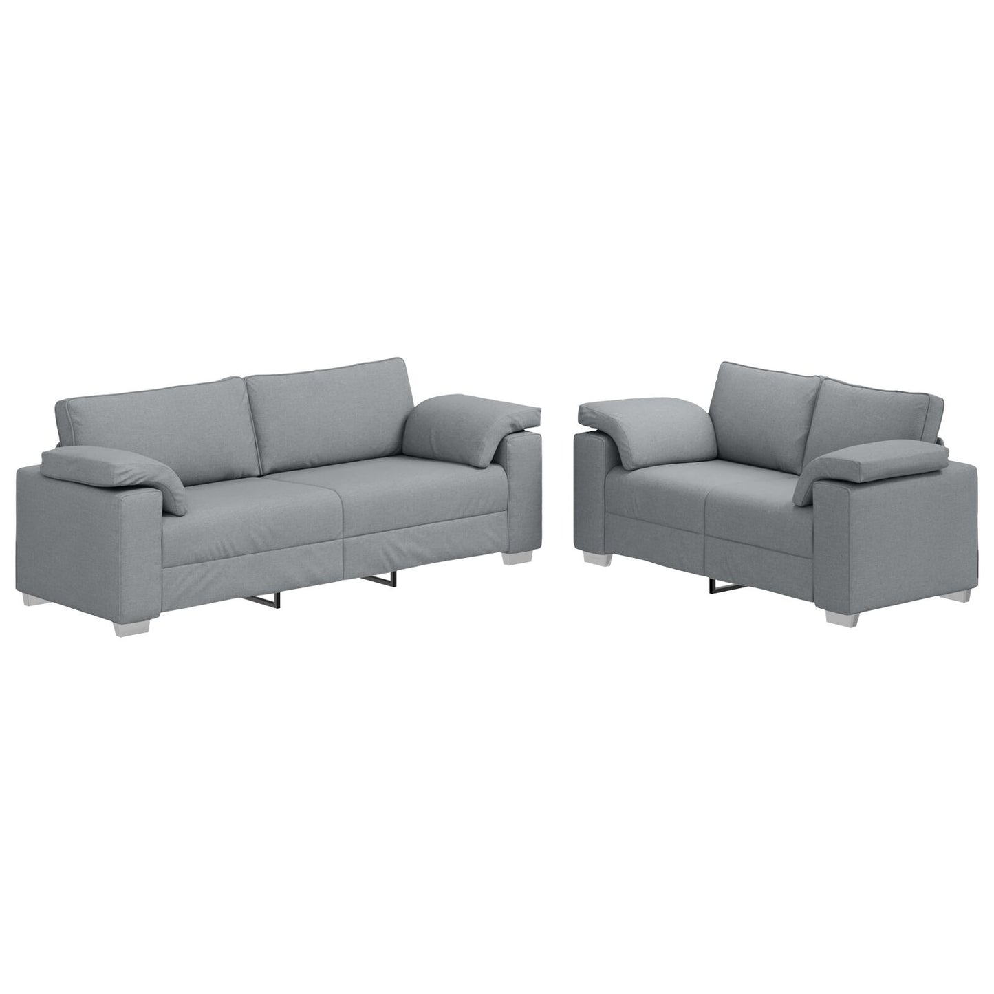 vidaXL 2-teiliges Sofaset mit Kissen in Hellgrau aus Stoff