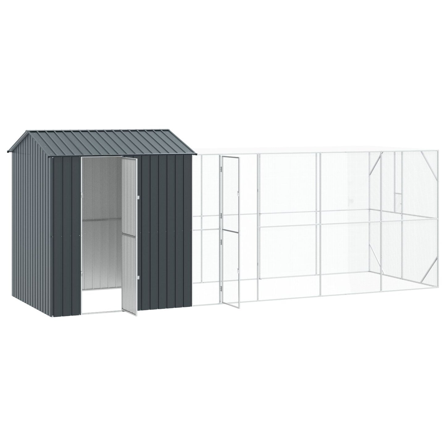 vidaXL Vogelvoliere mit Erweiterung Anthrazit 210x619x247 cm Stahl