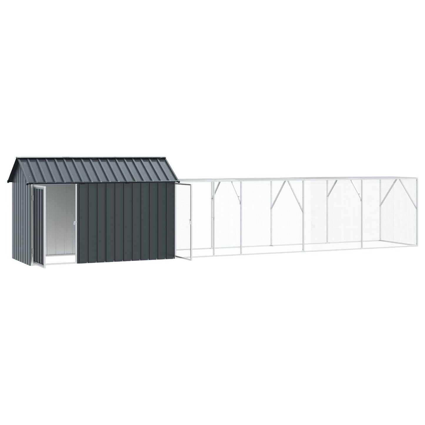 vidaXL Vogelvoliere mit Erweiterung Anthrazit 112x619x141 cm Stahl