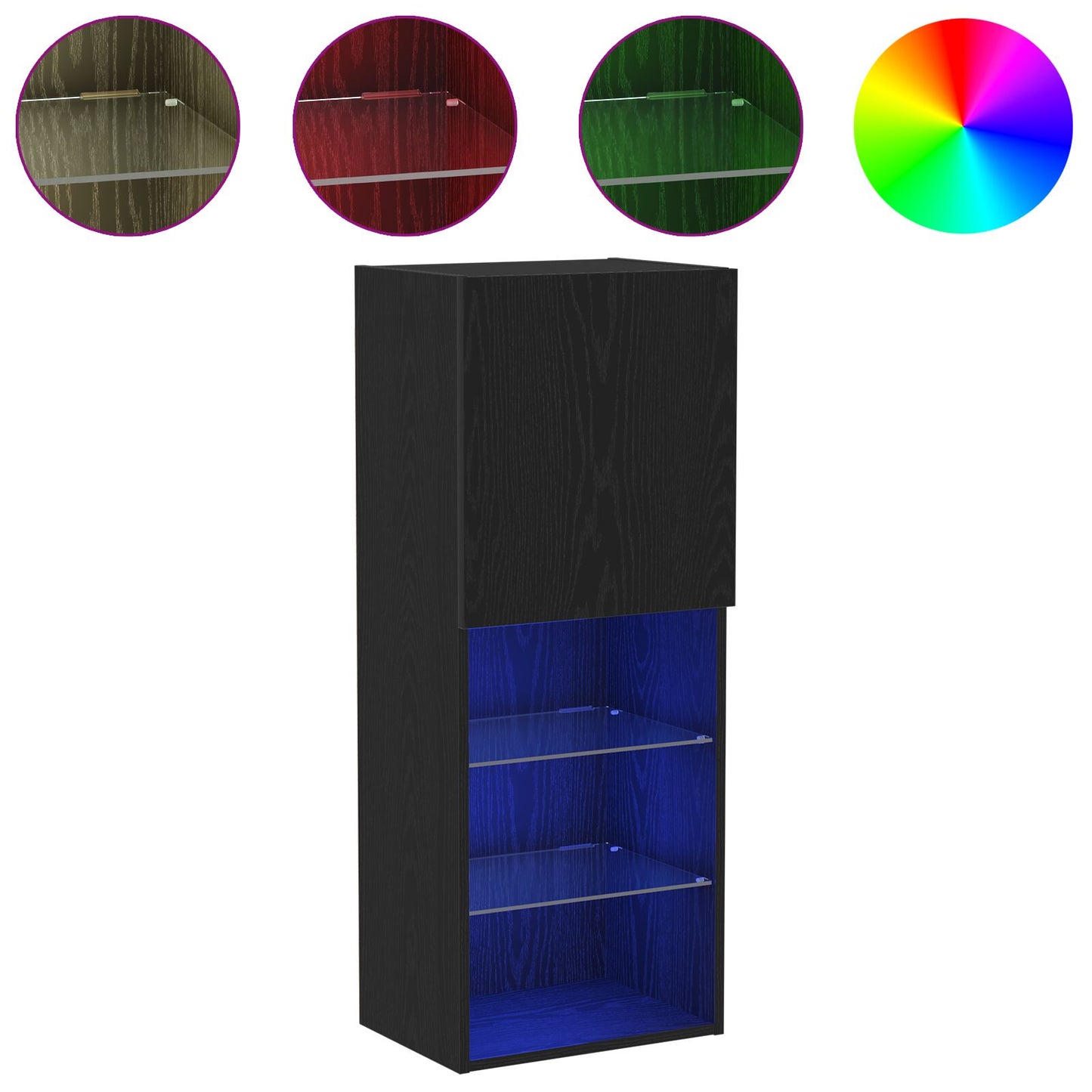 vidaXL TV-Schrank mit LED-Leuchten Schwarz Eiche 40,5x30x102 cm