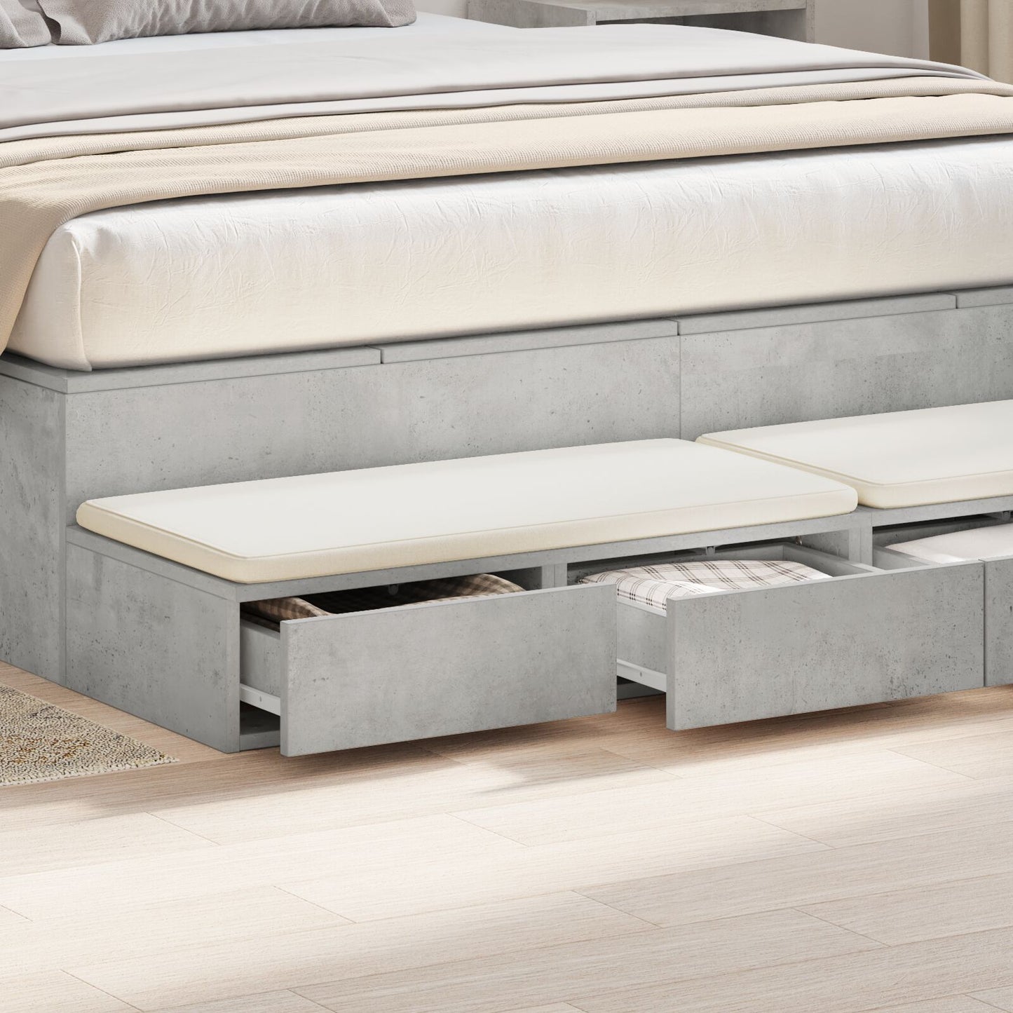 vidaXL Nachttische Beton grau Holzwerkstoff 160 x 36,5 x 16,5 cm