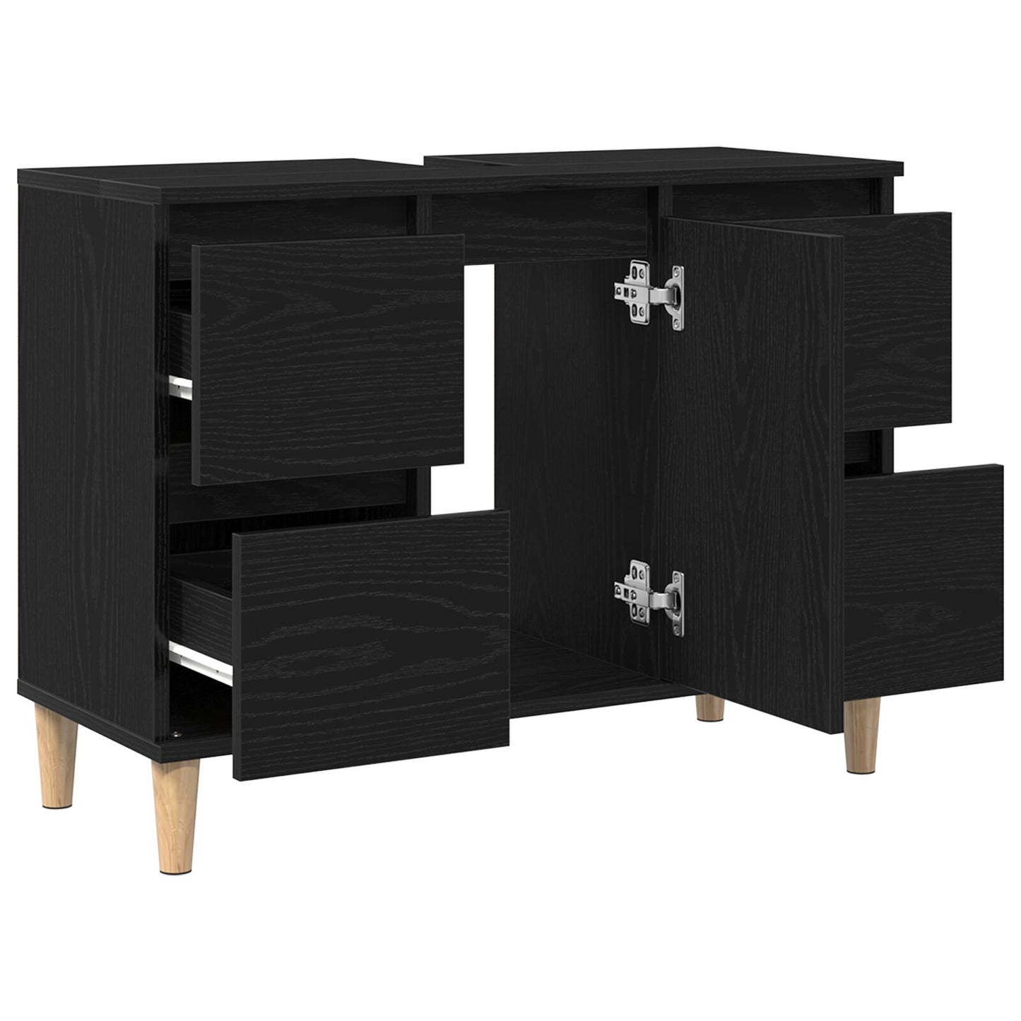 vidaXL Waschbeckenunterschrank Schwarz Eiche 80x33x60 cm Holzwerkstoff