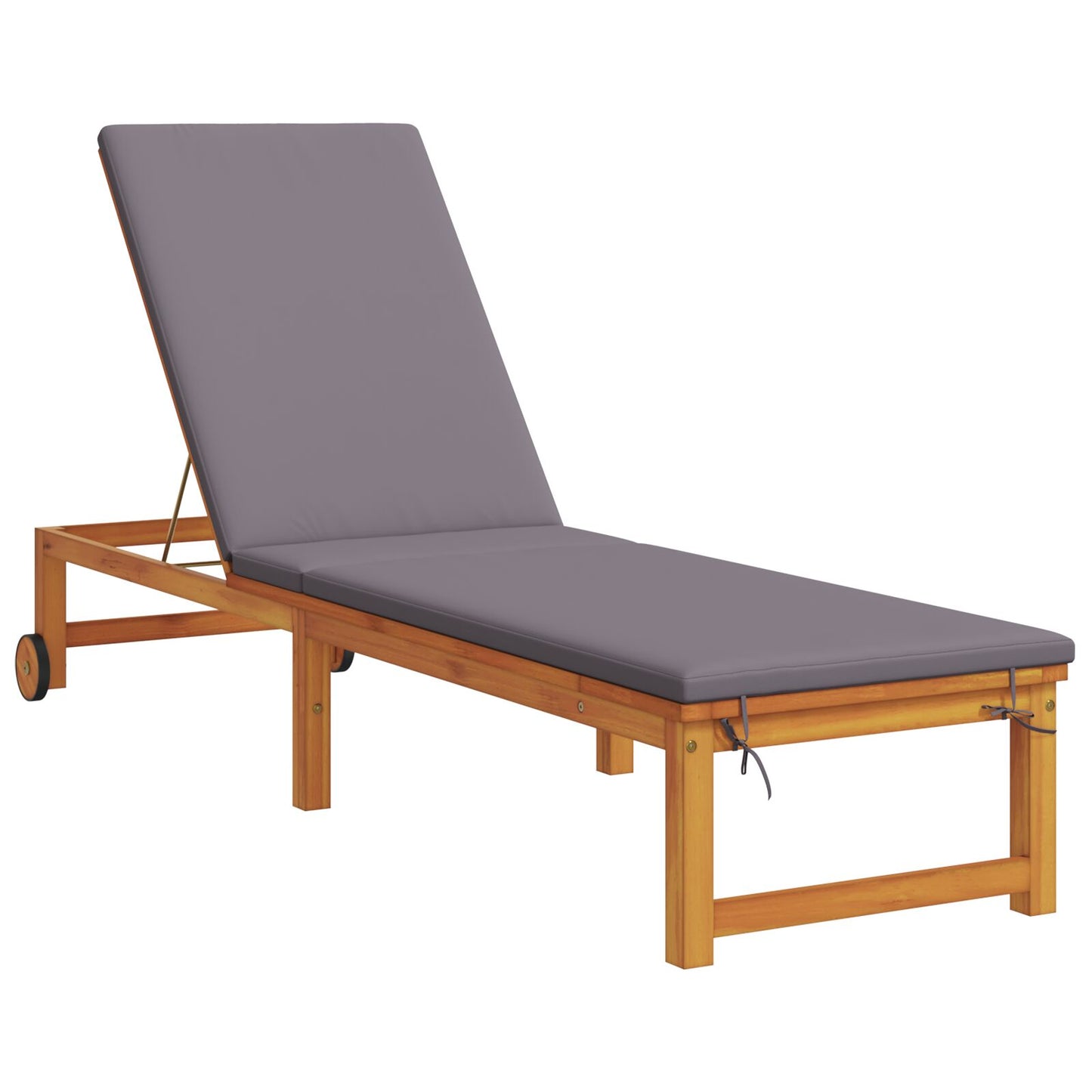 vidaXL Sonnenliege mit Tisch und Kissen aus solidem Akazienholz, vidaXL Sonnenliege mit hellgrauen Kissen aus solidem Akazienholz, vidaXL Gartenbeistelltisch 35x35x34 cm aus solidem Akazienholz