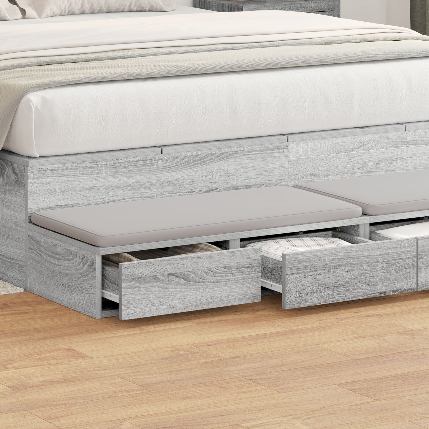vidaXL Bett-Schubladen Grau Sonoma 135x36,5x16,5 cm aus Holzwerkstoff