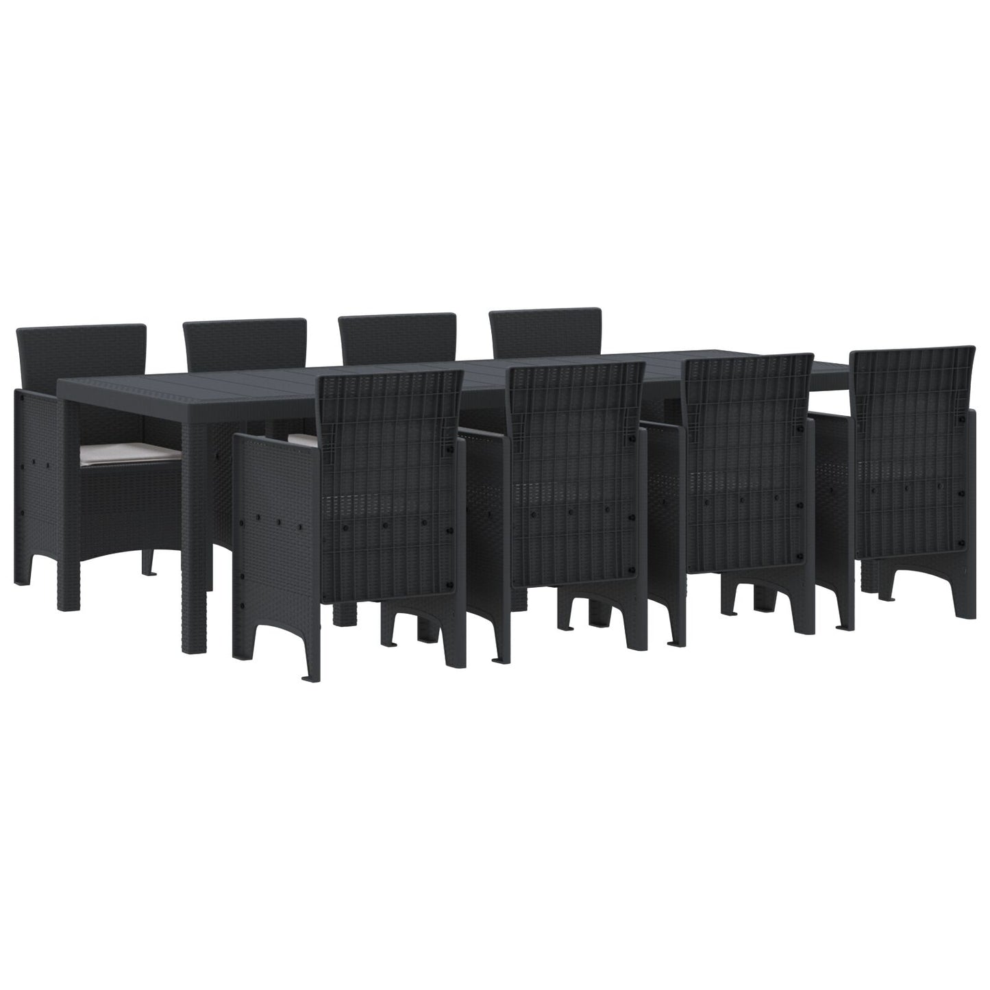vidaXL 9-teiliges Garten Essset mit Kissen Anthrazit Poly Rattan