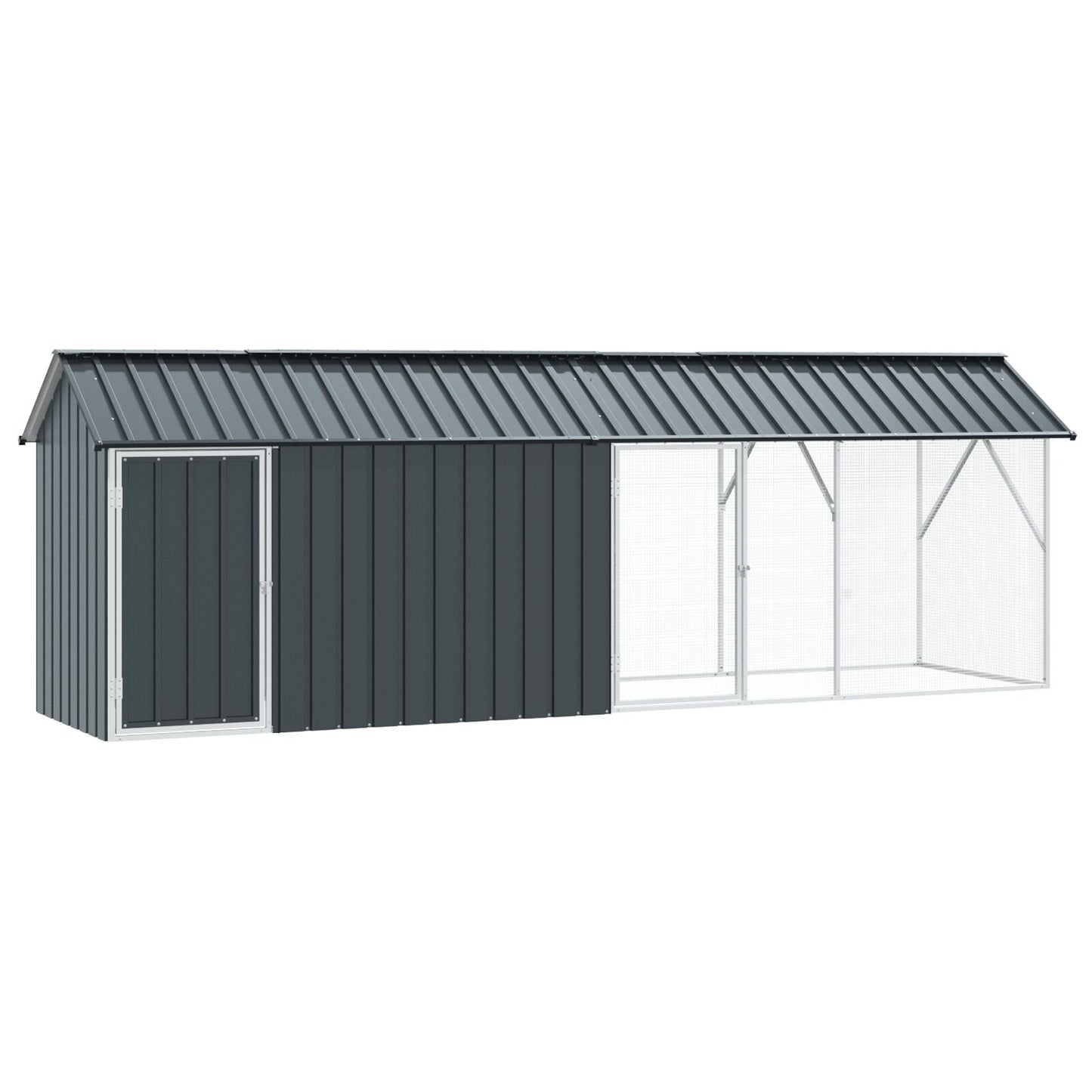 vidaXL Vogelvoliere mit Erweiterung Anthrazit 112x442x141 cm Stahl