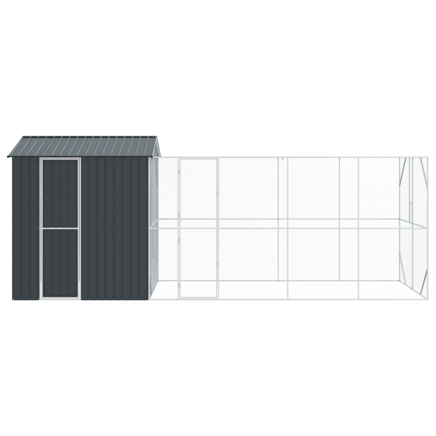 vidaXL Vogelvoliere mit Erweiterung Anthrazit 210x619x247 cm Stahl