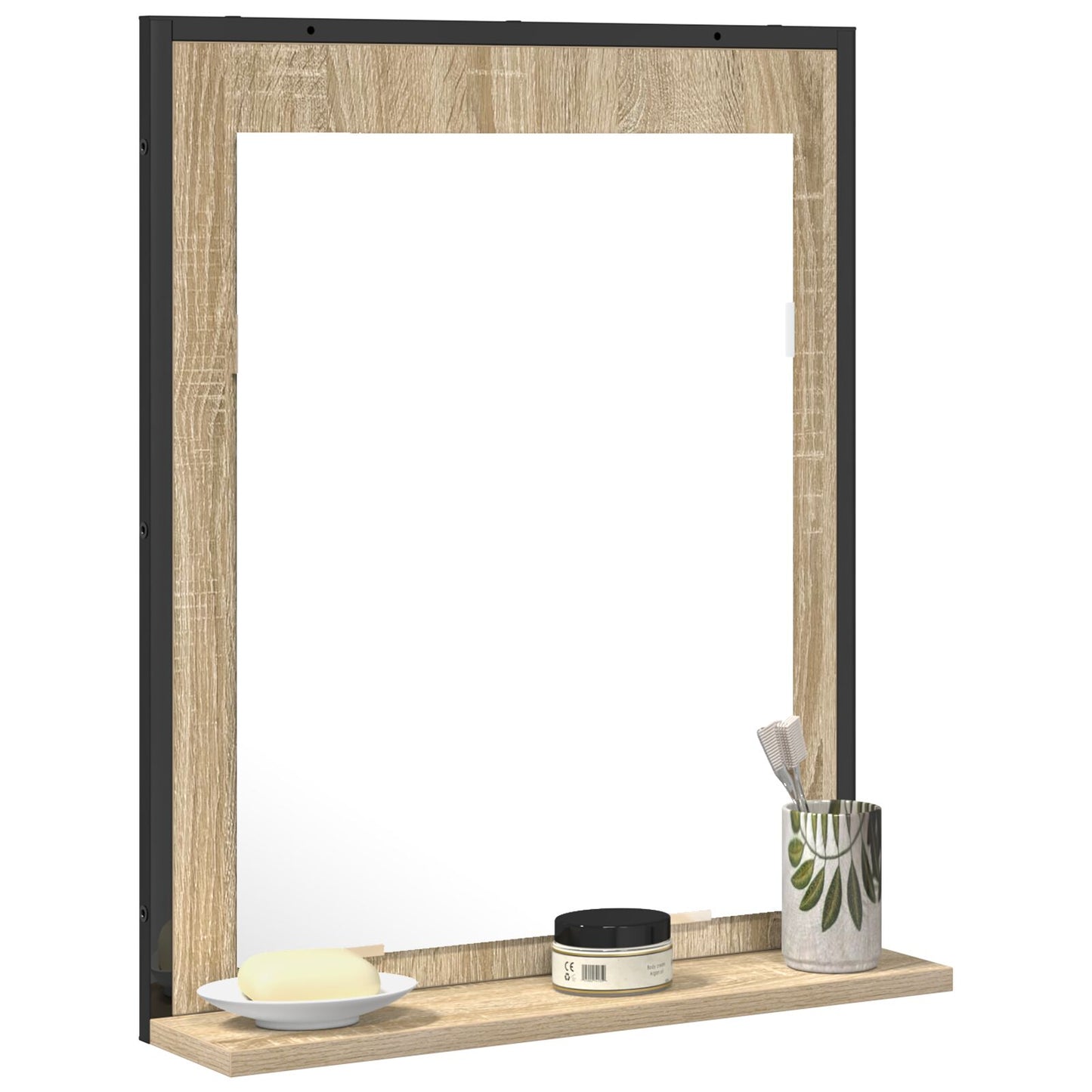 vidaXL Badezimmerspiegel mit Regal Sonoma Eiche 50x12x60 cm Holzwerkstoff