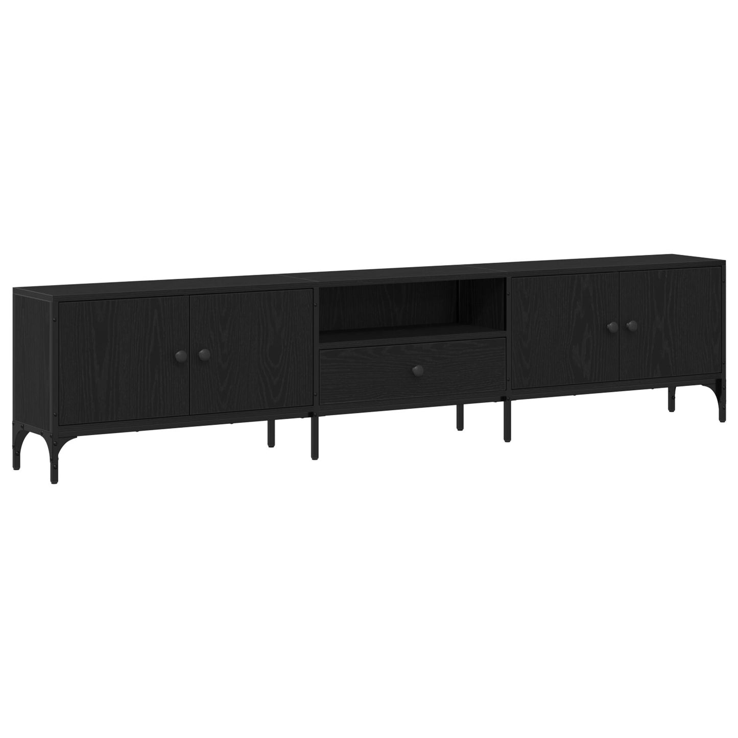 vidaXL TV-Schrank mit Schublade Schwarz Eiche 200x25x44 cm Holzwerkstoff